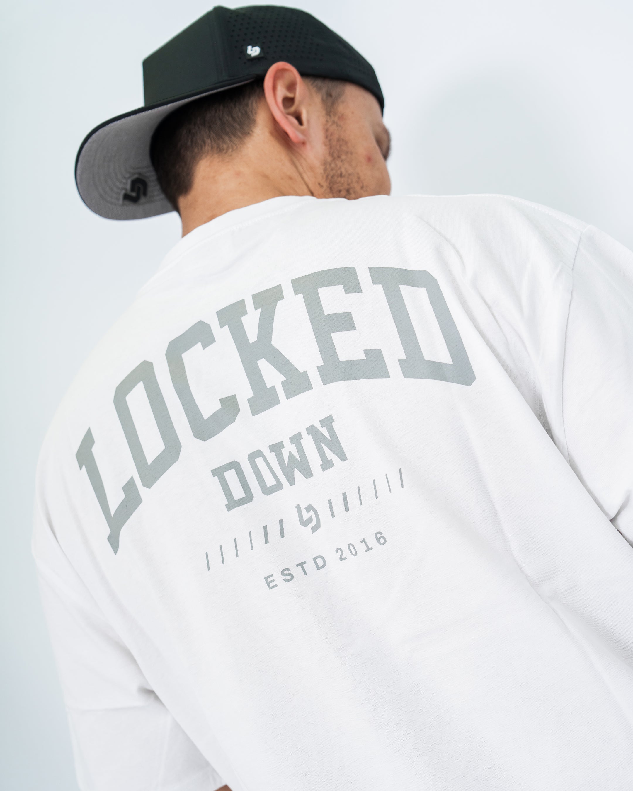 Locked Down Brands Premium Oversized Block Tee - White