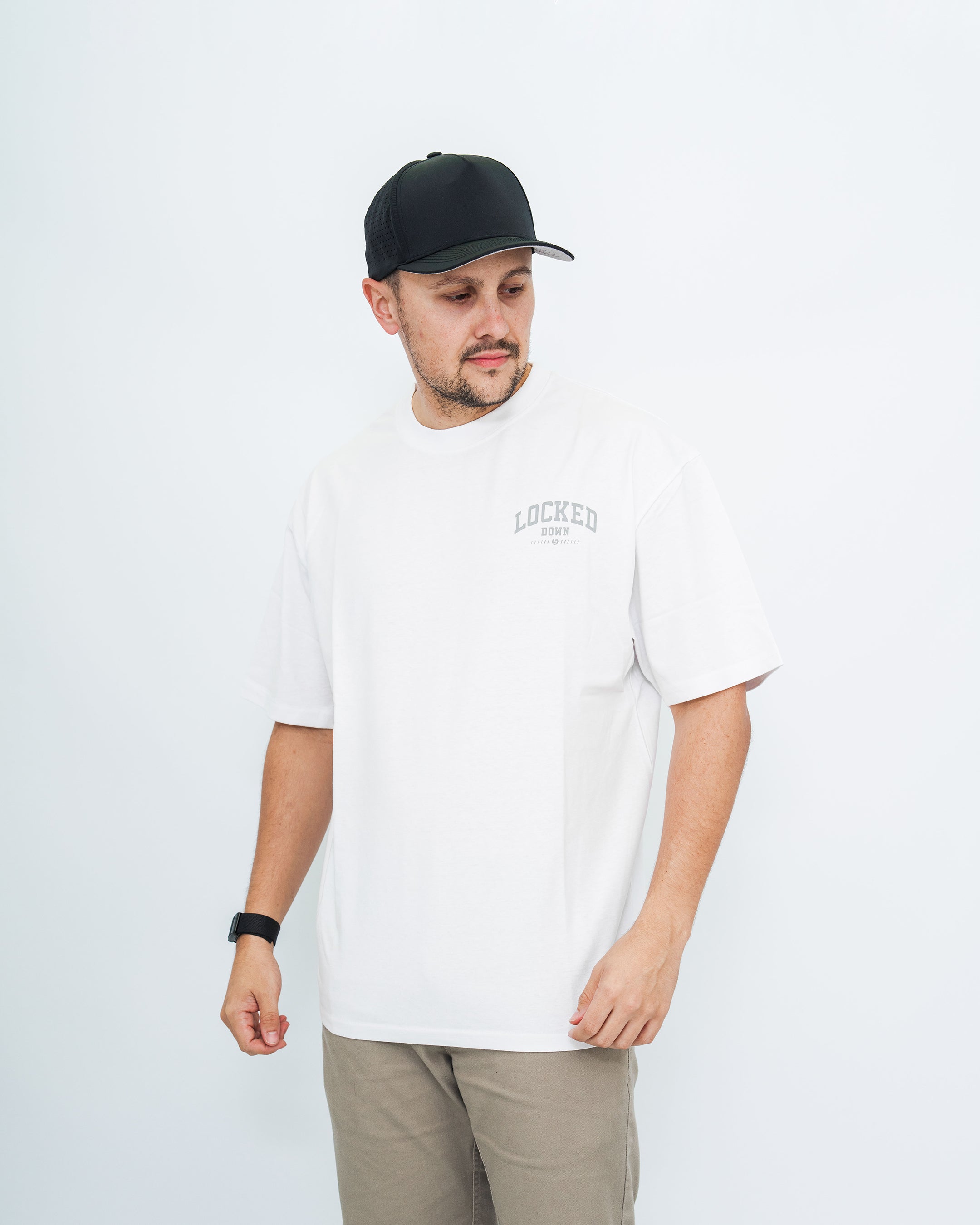 Locked Down Brands Premium Oversized Block Tee - White