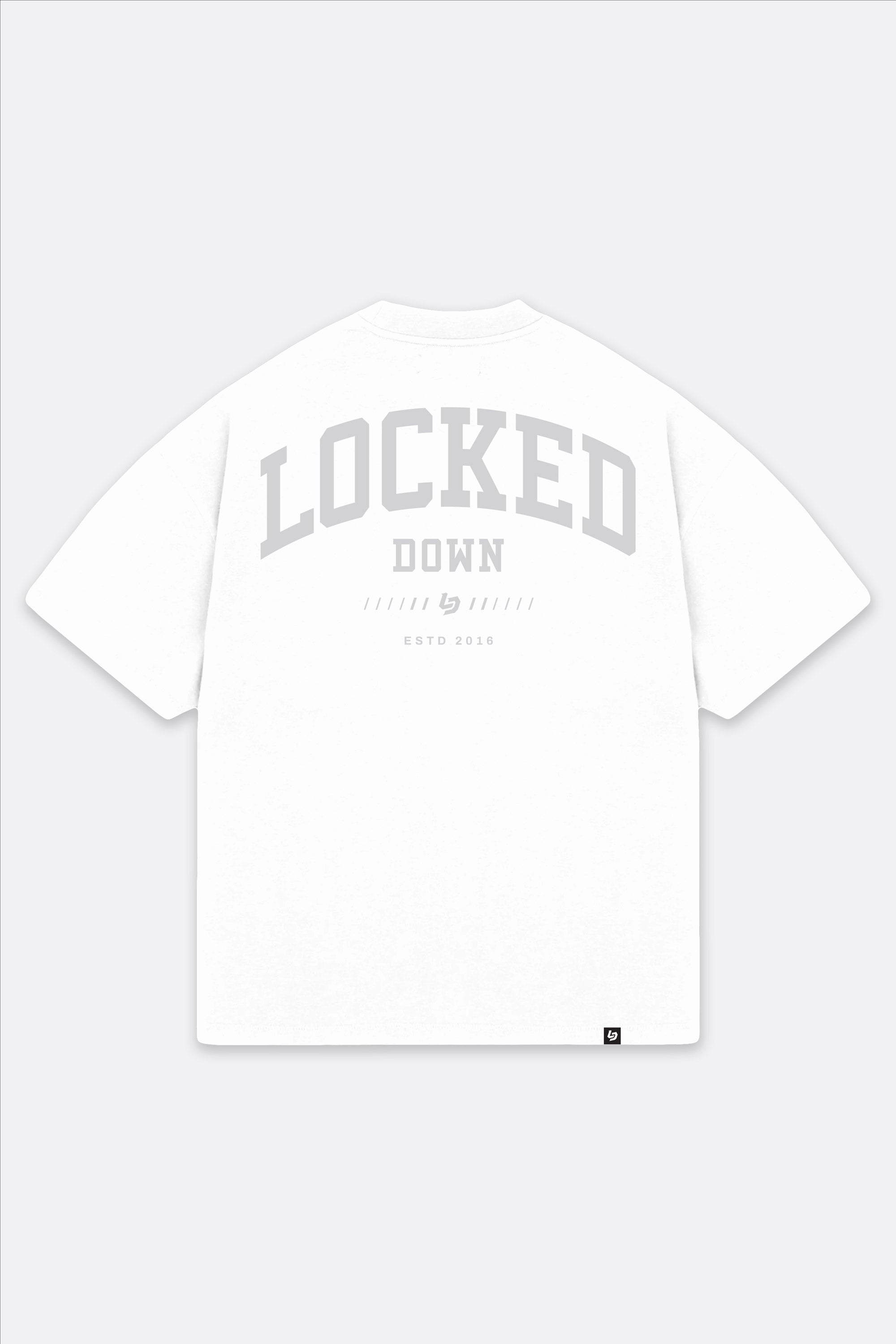 Locked Down Brands Premium Oversized Block Tee - White