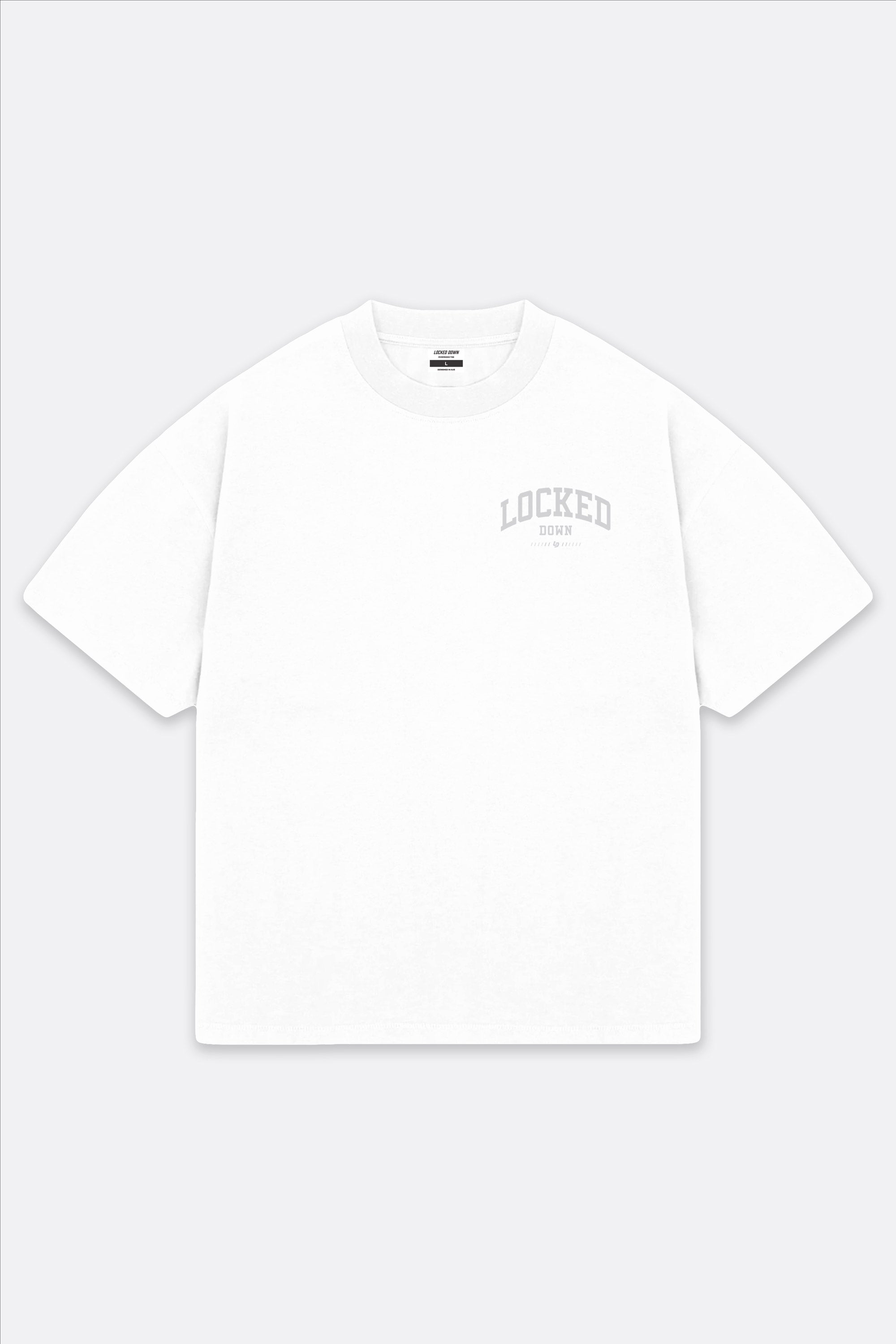 Locked Down Brands Premium Oversized Block Tee - White