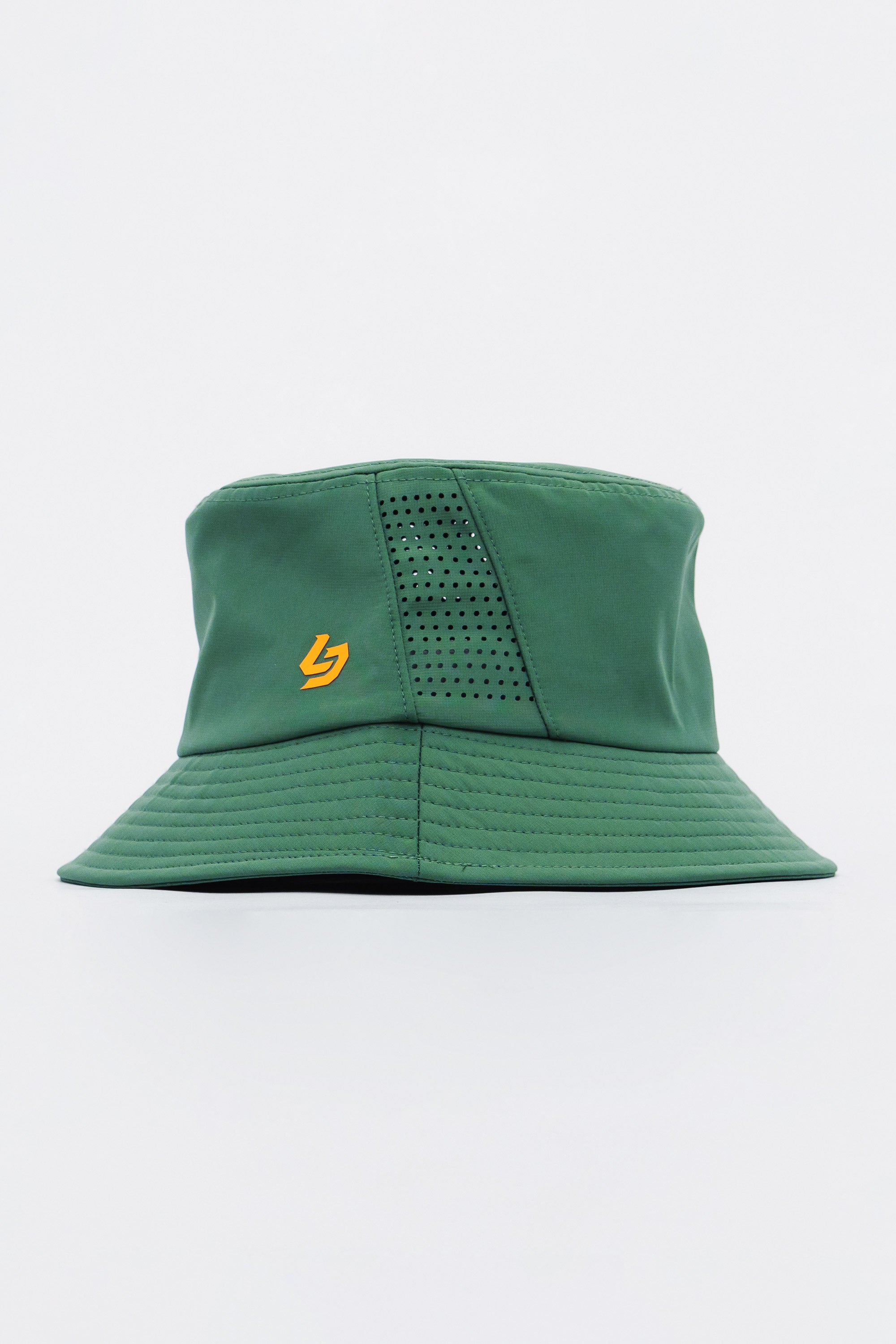 Locked Down Brands Premium Water Resistant Stamp Bucket Hat With Laser Holes - Green/Gold