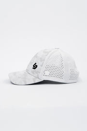 Locked Down Brands Premium Water Resistant CLASSIC Brand Snapback - Snow Camo | Side View