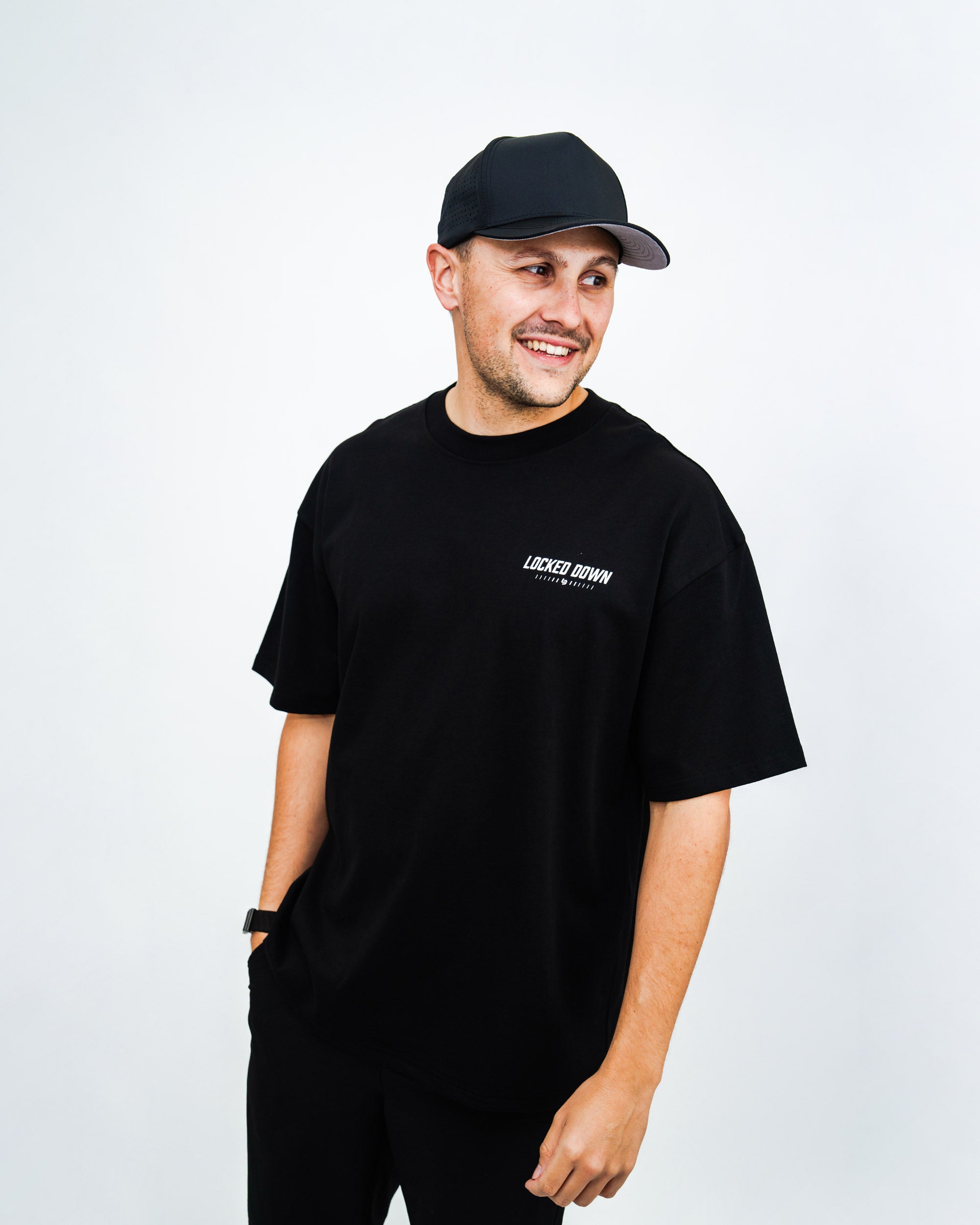 Locked Down Brands Premium Oversized Core Tee - Black / Cream