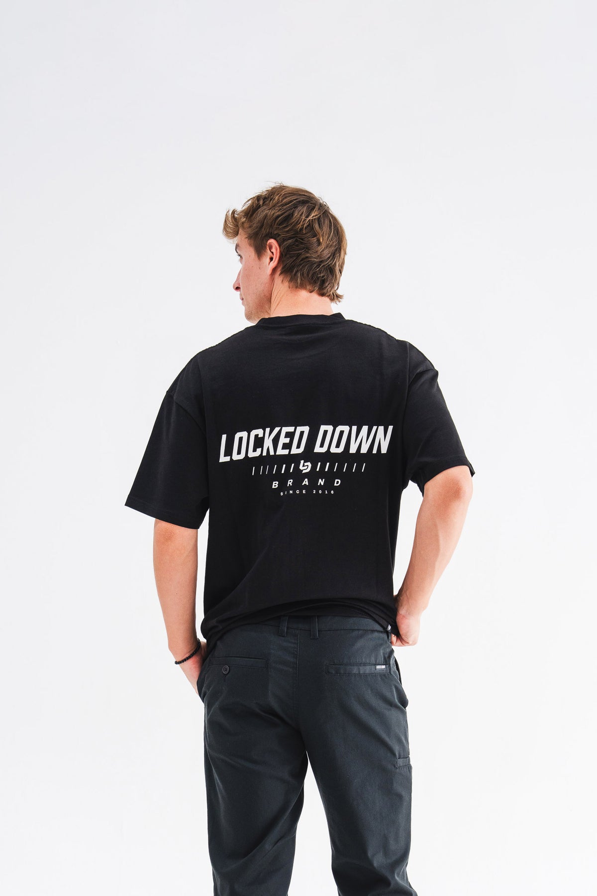 Locked Down Brands Premium Oversized Core Tee - Black / Cream