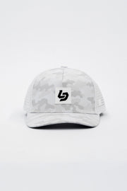 Locked Down Brands Premium Water Resistant ICON LD Snapback - Snow Camo | Front View