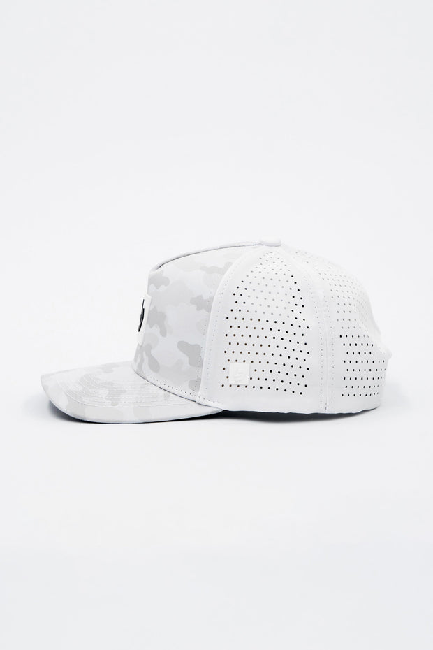 Locked Down Brands Premium Water Resistant ICON LD Snapback - Snow Camo | Side View