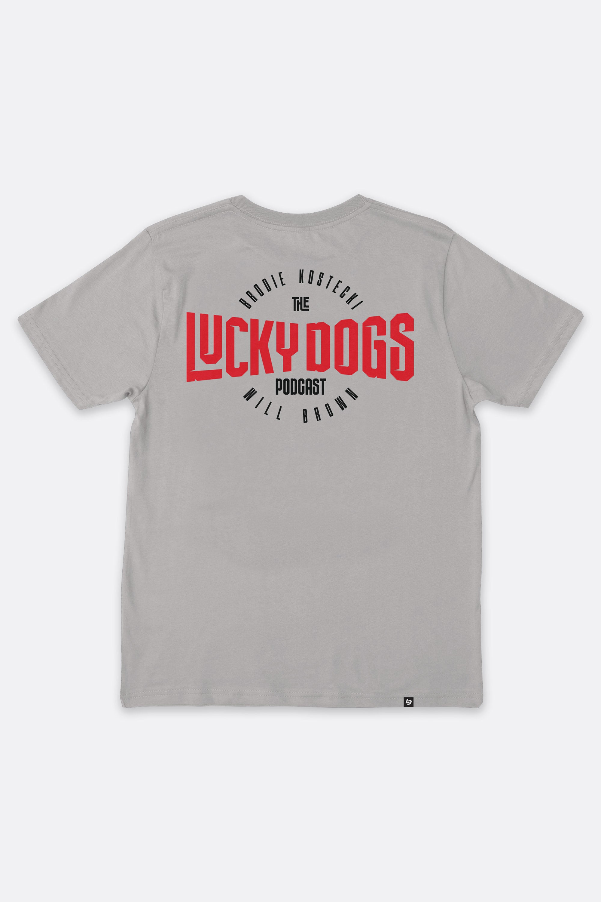 Locked Down Brands Premium Box Fit Lucky Dogs Collaboration Tee - Ash Grey