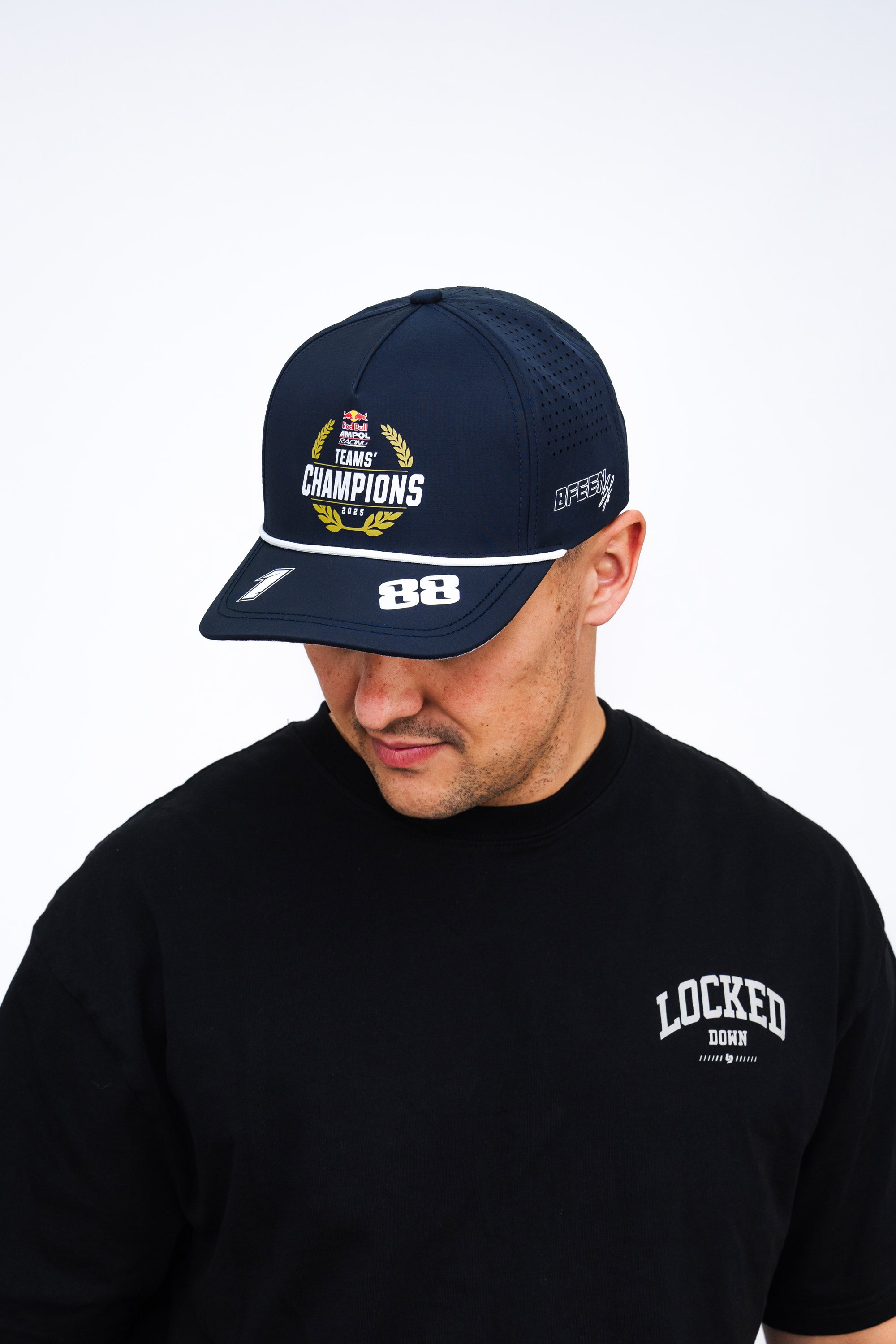 Locked Down Brands Premium Water Resistant ICON Snapback in Collaboration with Redbull Ampol Racing for the 2025 Team' Supercars Championship