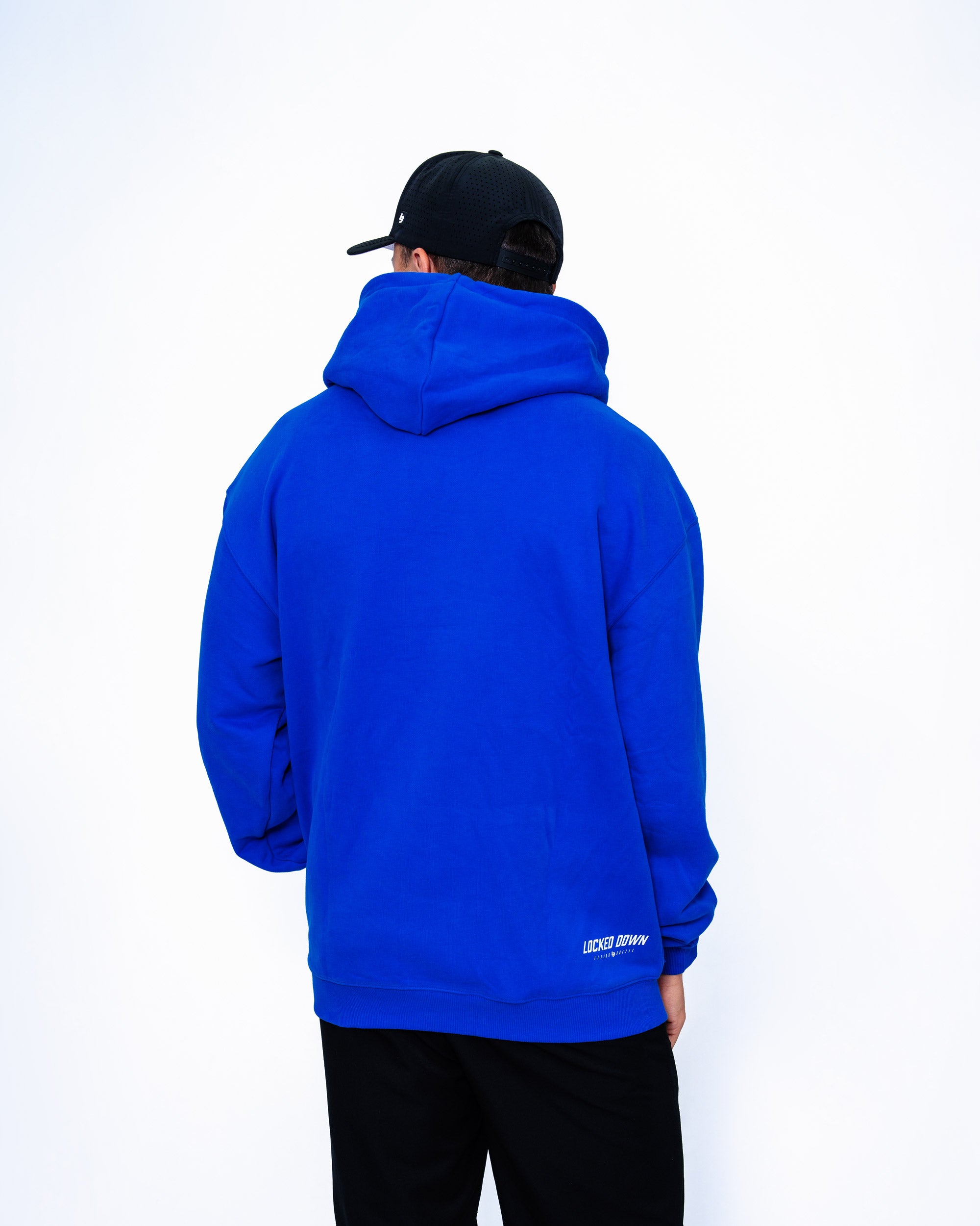 Locked Down Brands Premium Oversized Split Hoodie - Cobalt