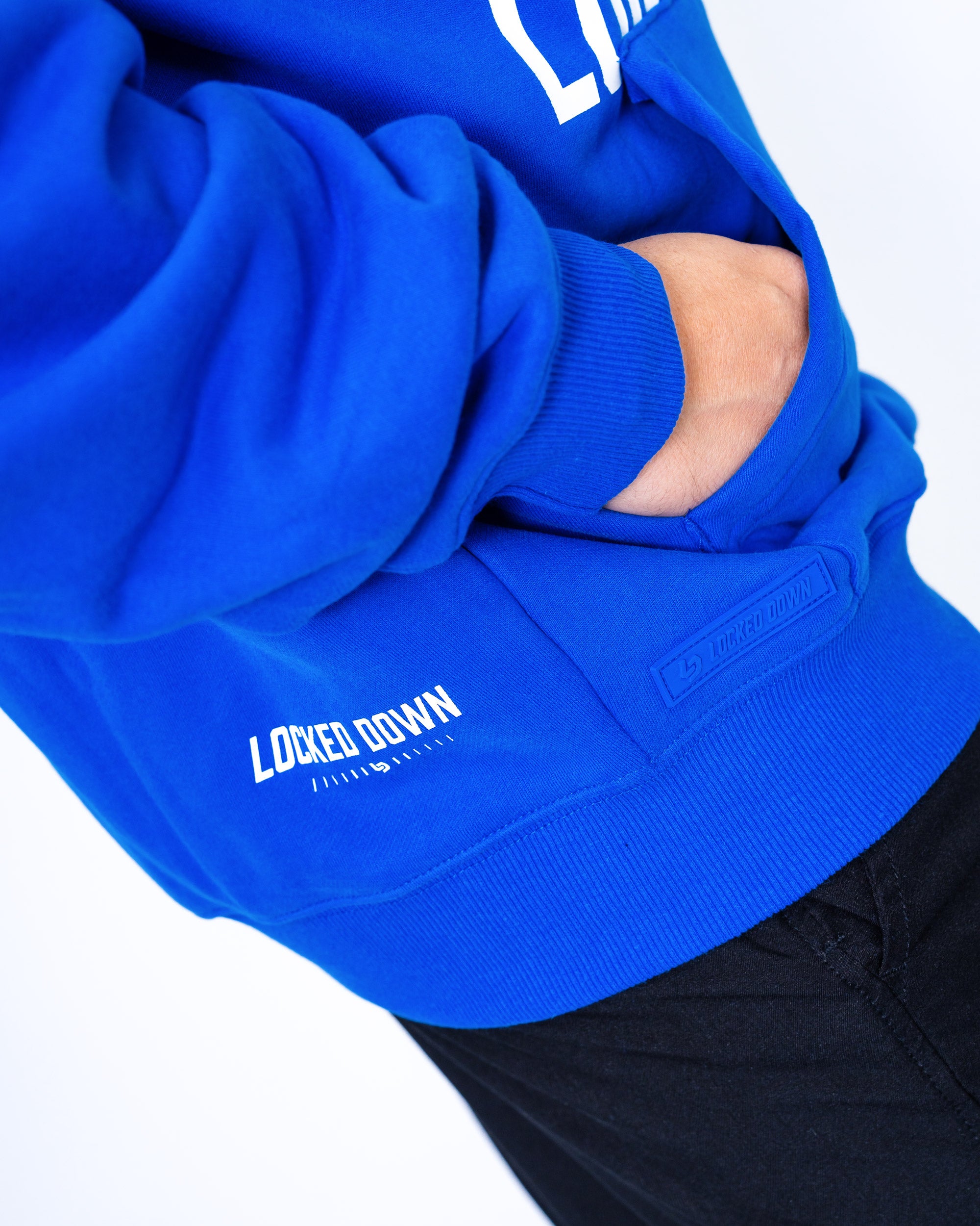 Locked Down Brands Premium Oversized Split Hoodie - Cobalt