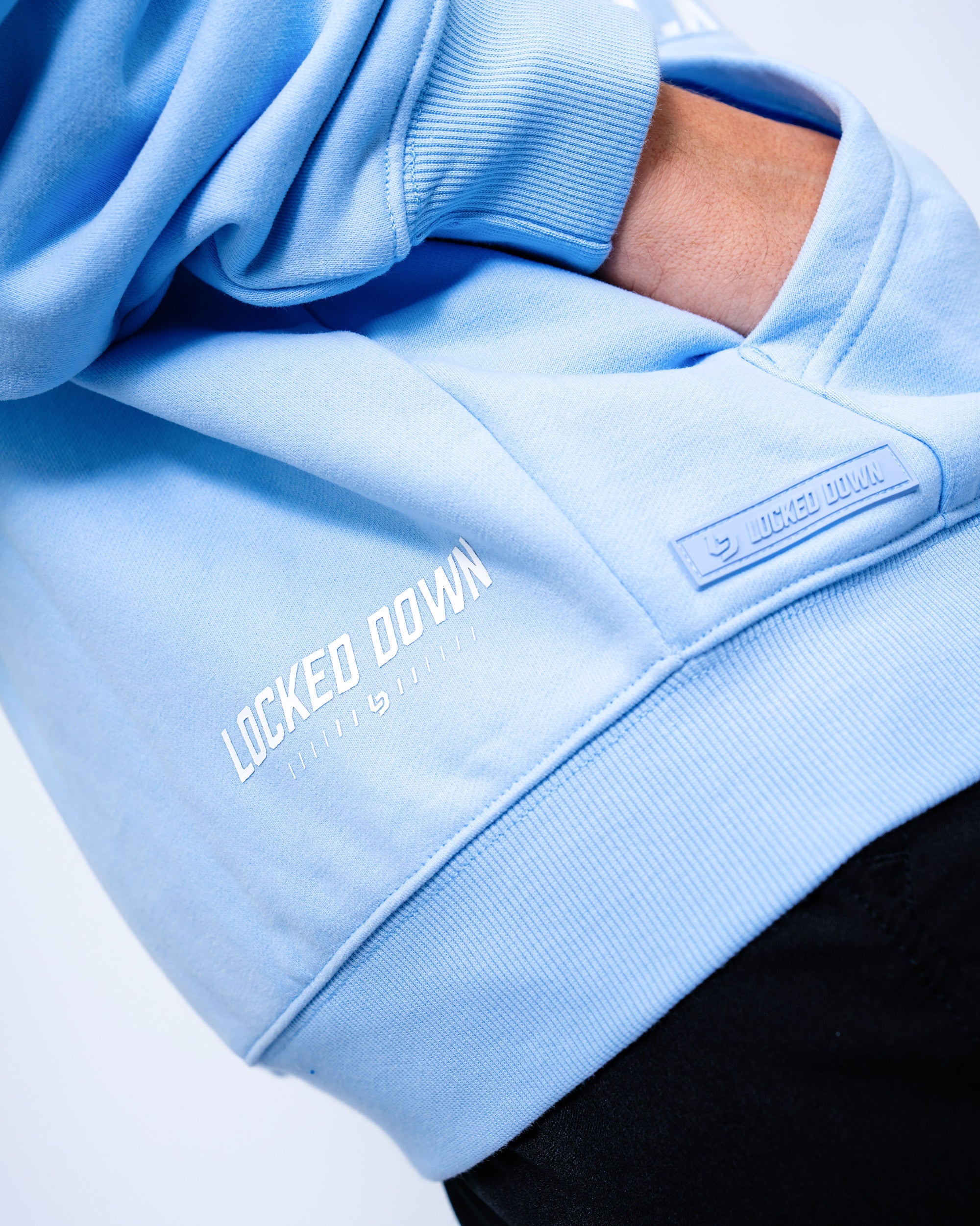 Locked Down Brands Premium Oversized Split Hoodie - Pale Blue