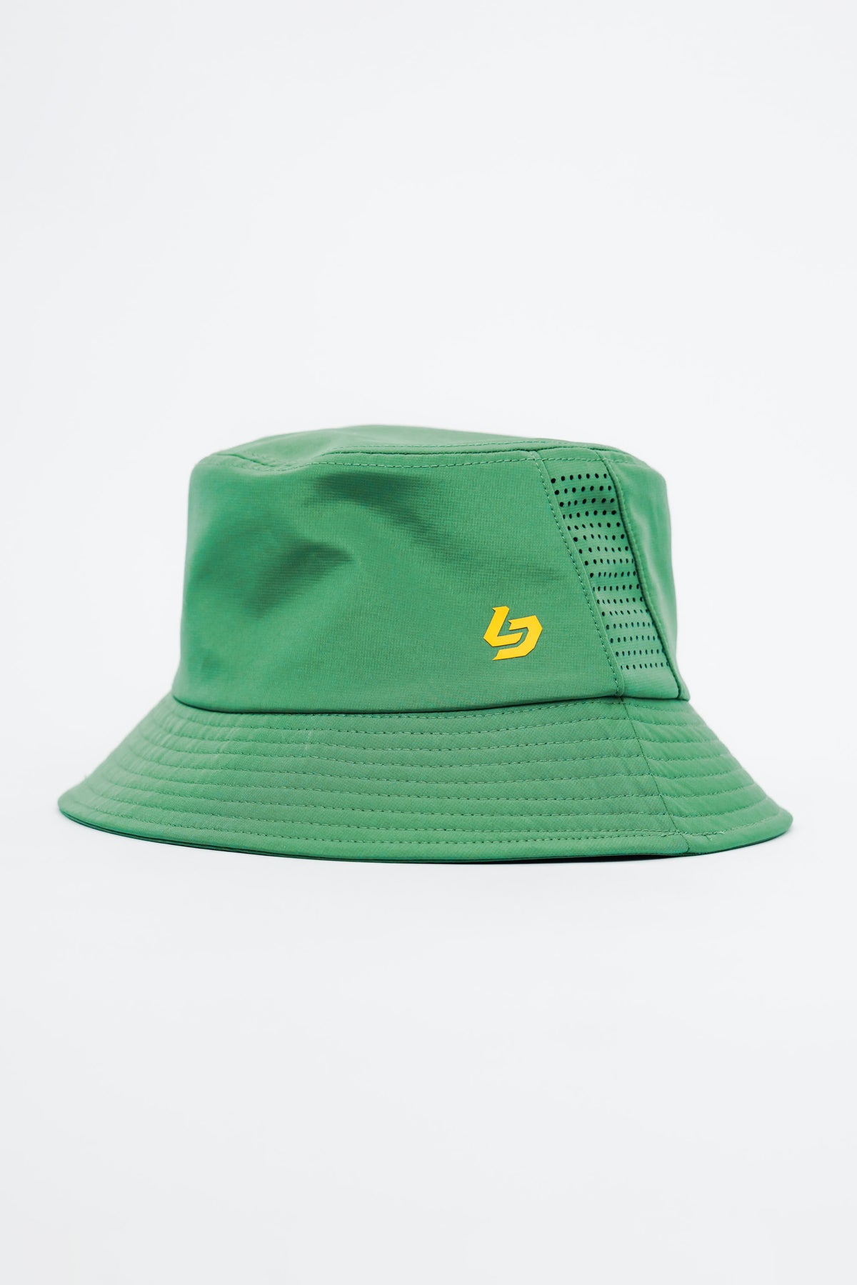 Locked Down Brands Premium Water Resistant Stamp Bucket Hat With Laser Holes - Green/Gold
