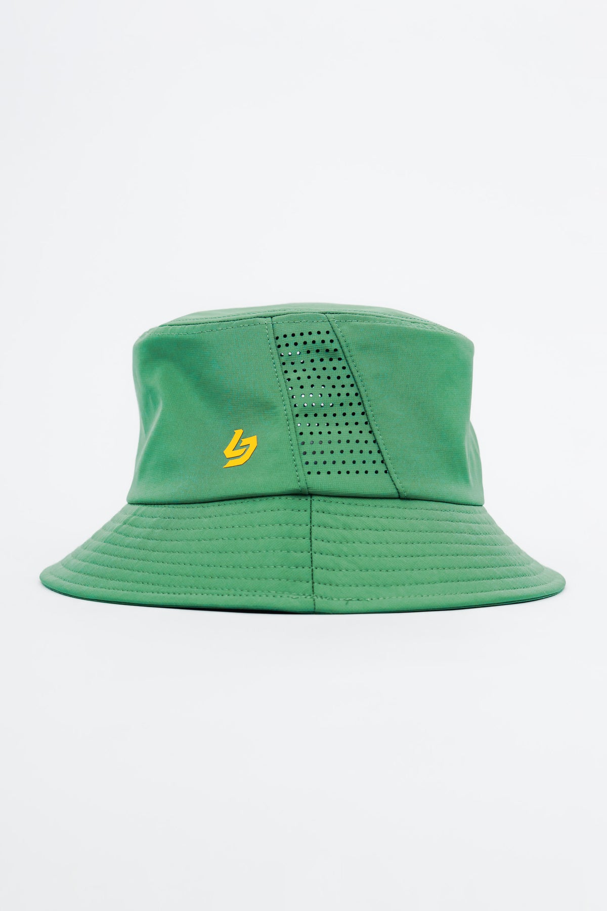 Locked Down Brands Premium Water Resistant Stamp Bucket Hat With Laser Holes - Green/Gold