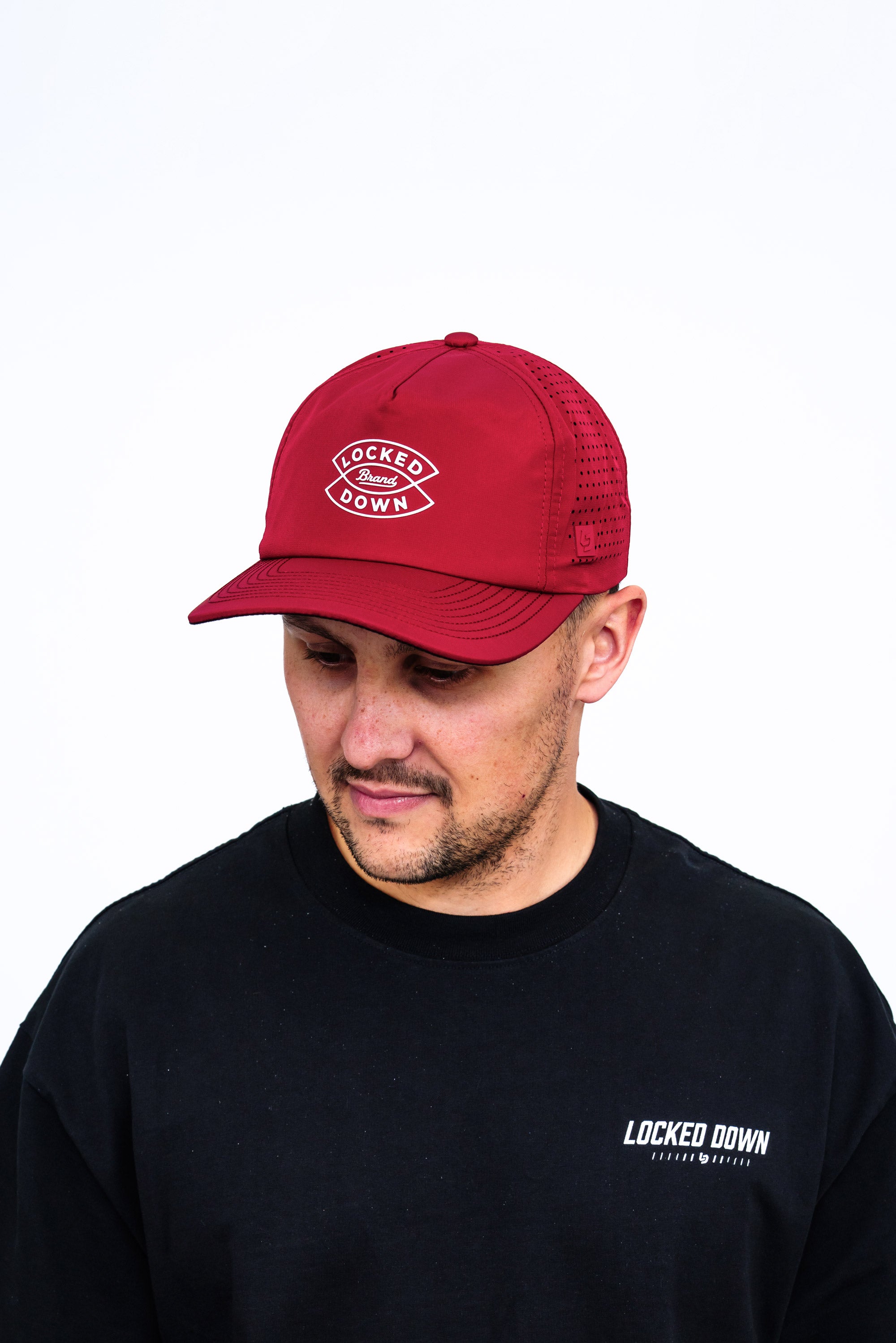 Locked Down Brands Premium Water Resistant TRAIL Arrow Snapback - Cherry