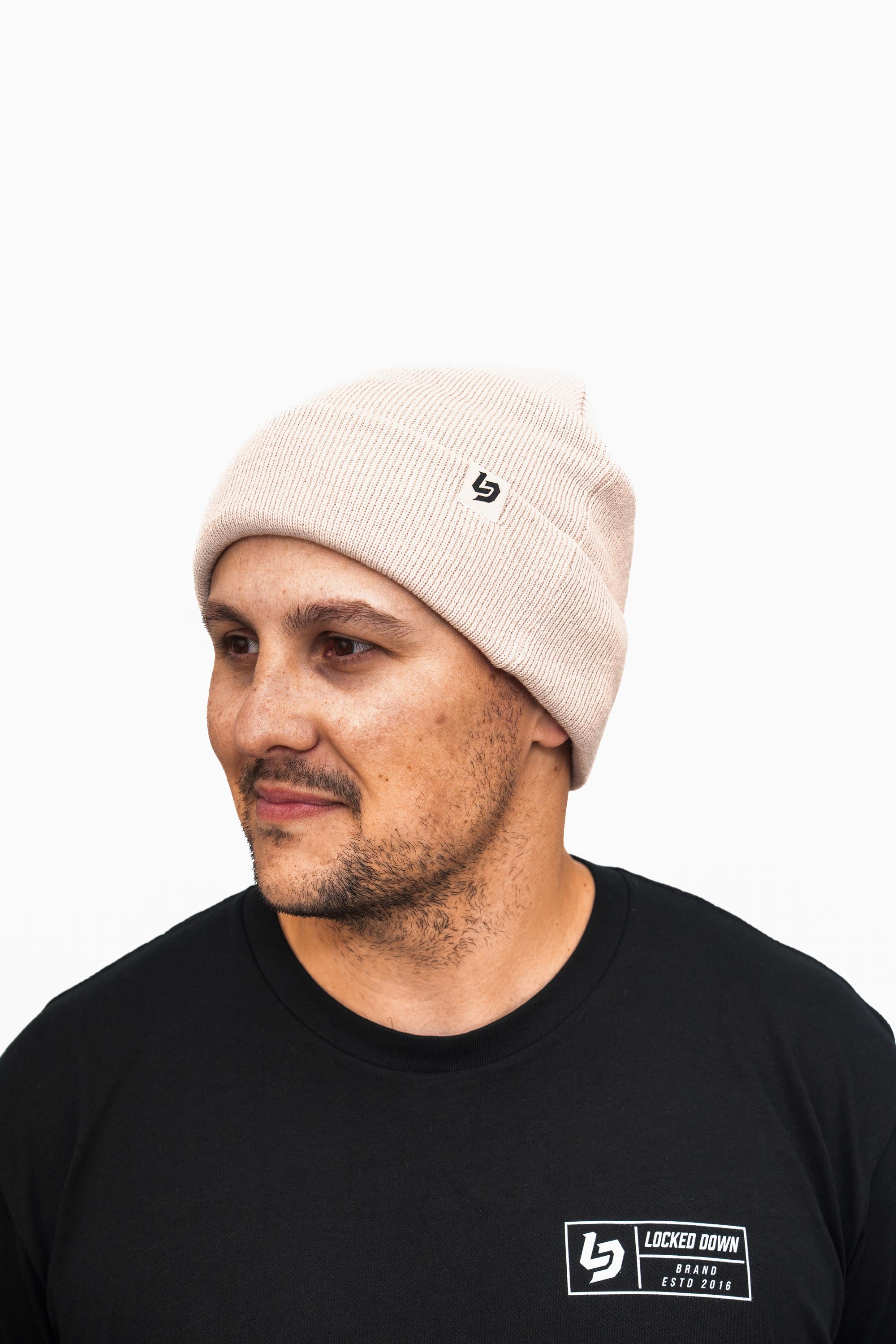 Locked Down Brands Cuff Tag Beanie - Bone