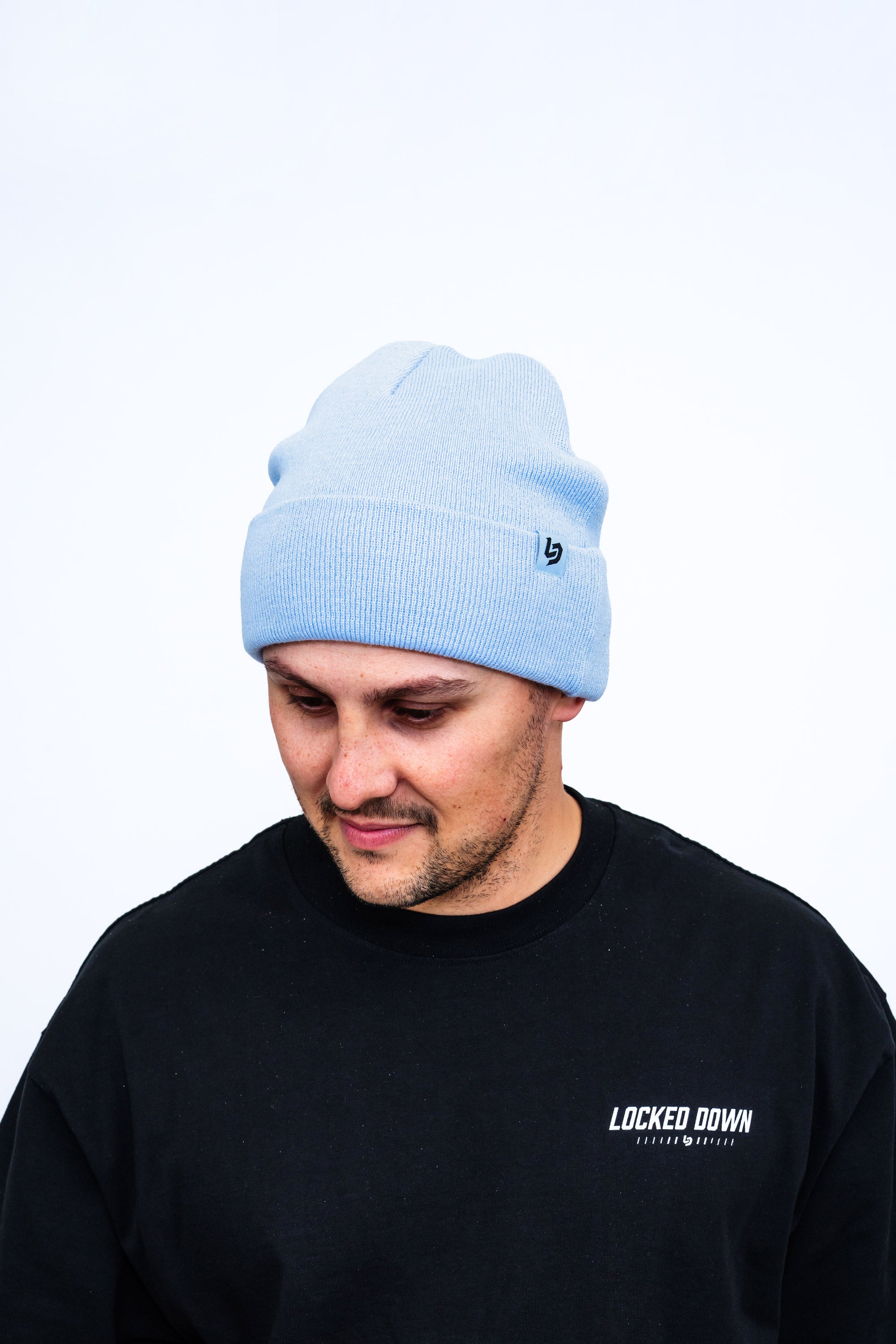 Locked Down Brands Cuff Tag Beanie - Pale Blue