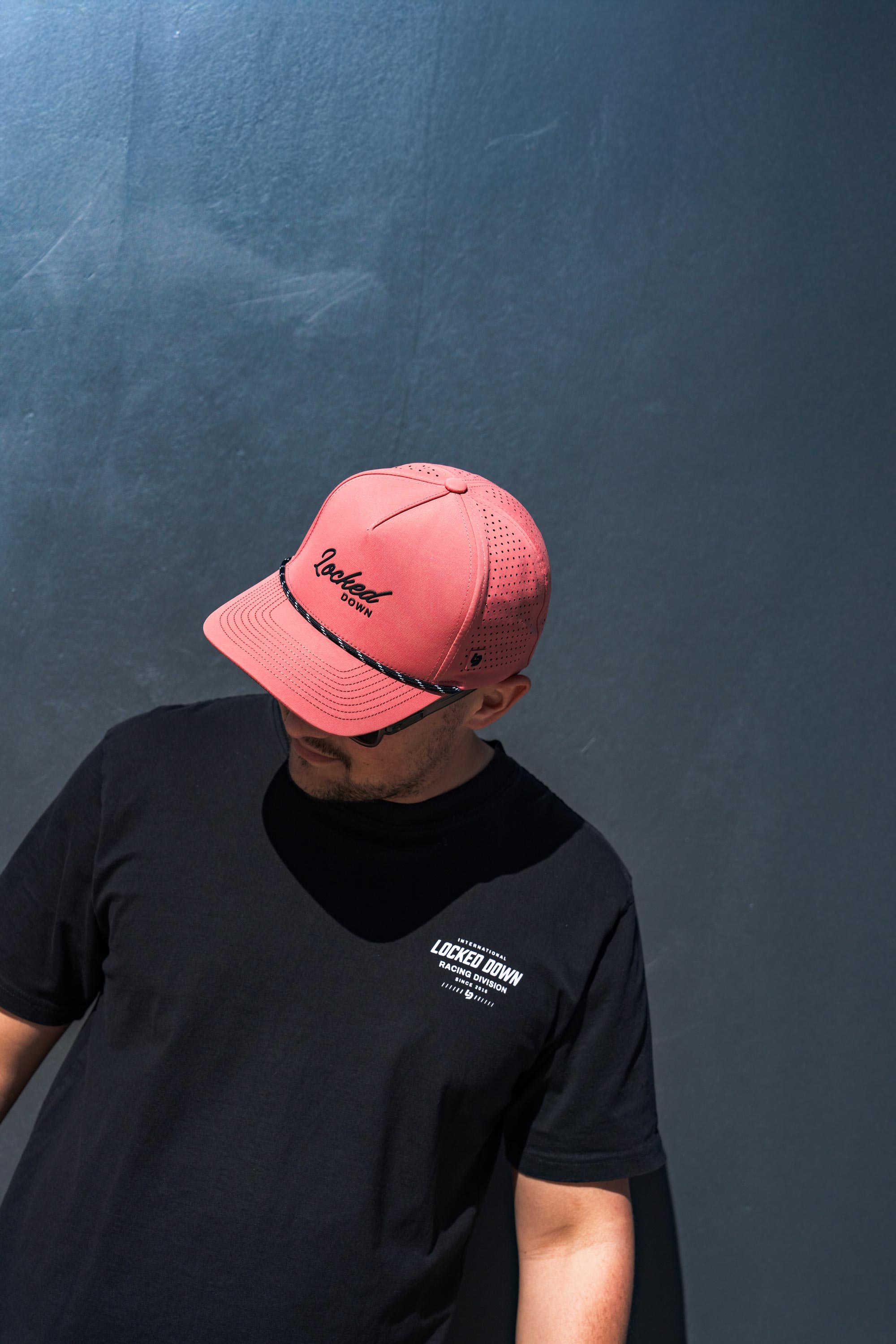 Locked Down Brands Premium Water Resistant Flow Blackout ICON Snapback - Coral