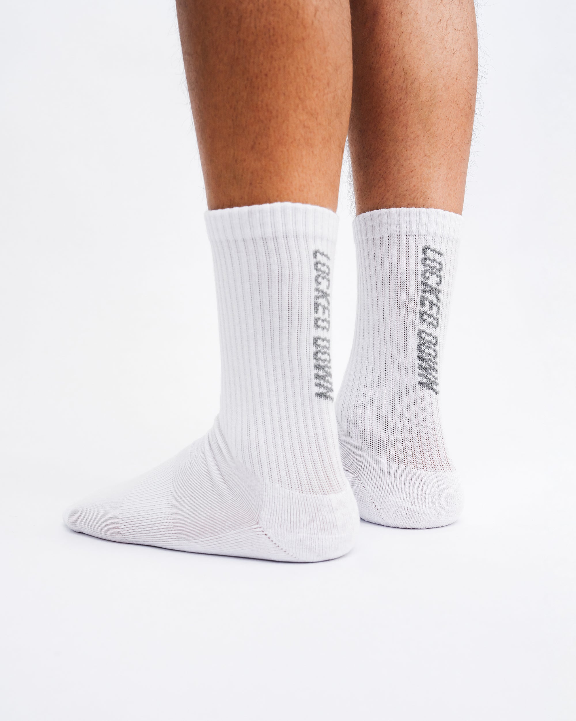 Locked Down Brands Crew Socks - White