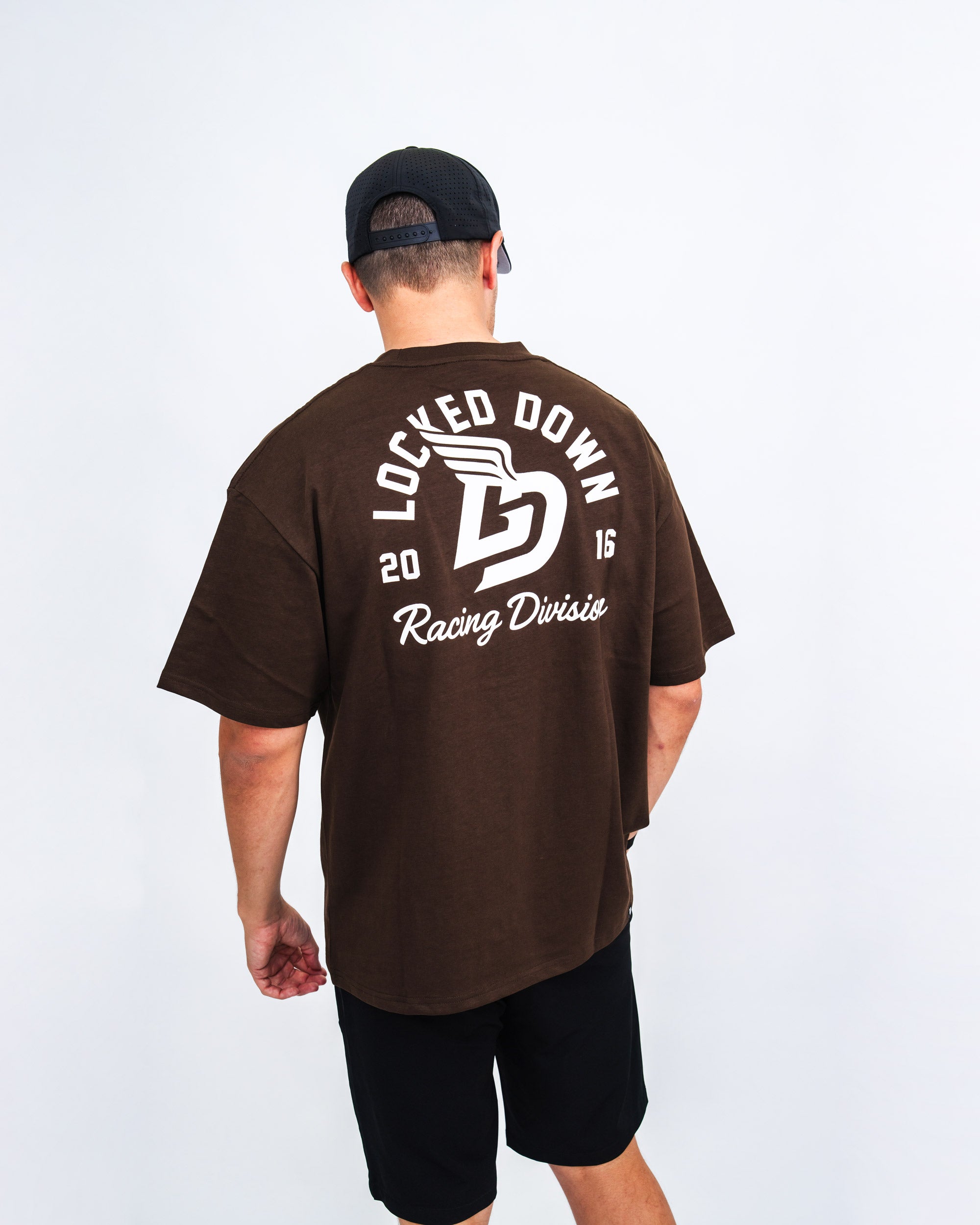 Locked Down Brands Premium Oversized Winged Tee - Brown