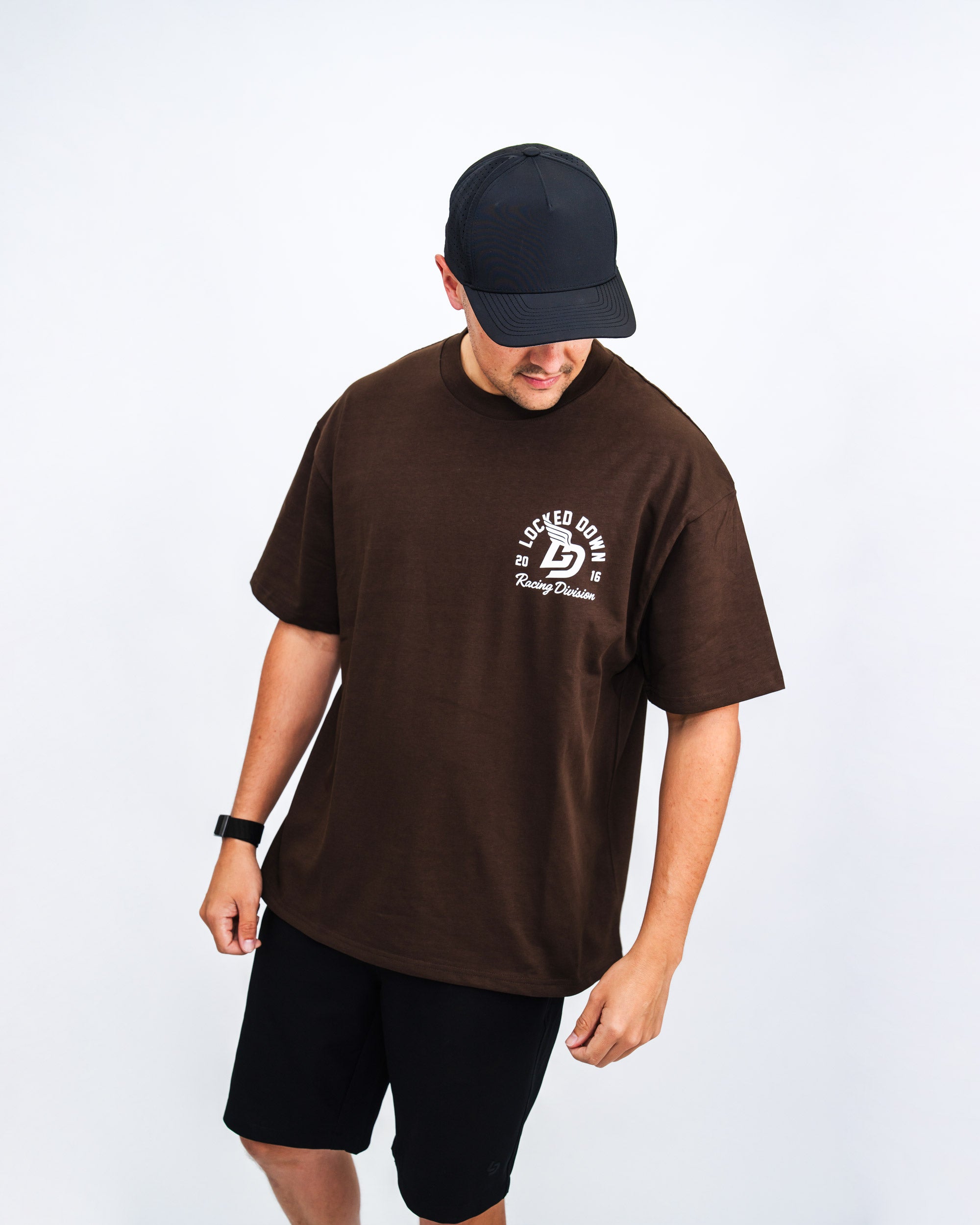 Locked Down Brands Premium Oversized Winged Tee - Brown