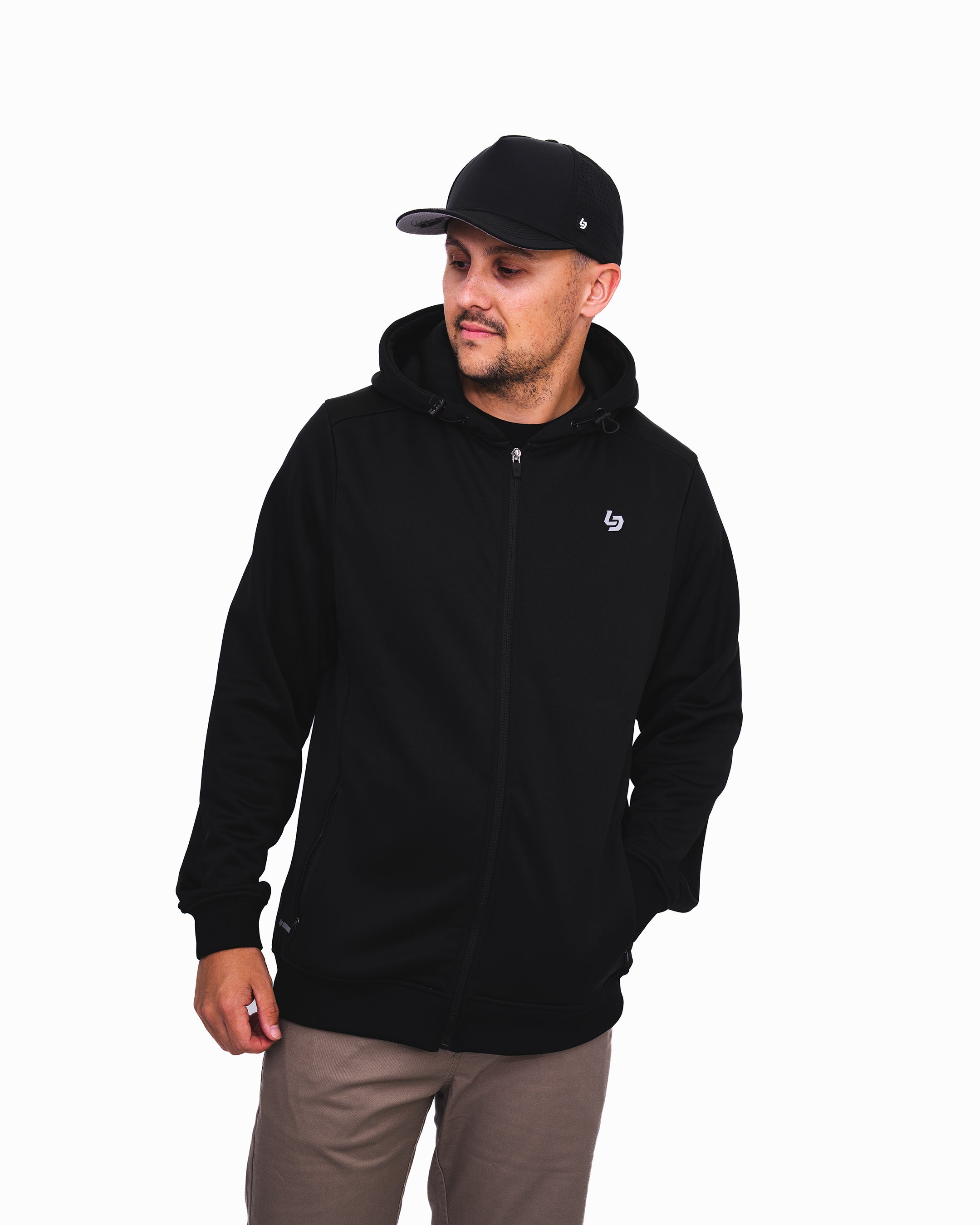 Locked Down Brands Premium Sprint Full Zip Hoodie Jacket - Black