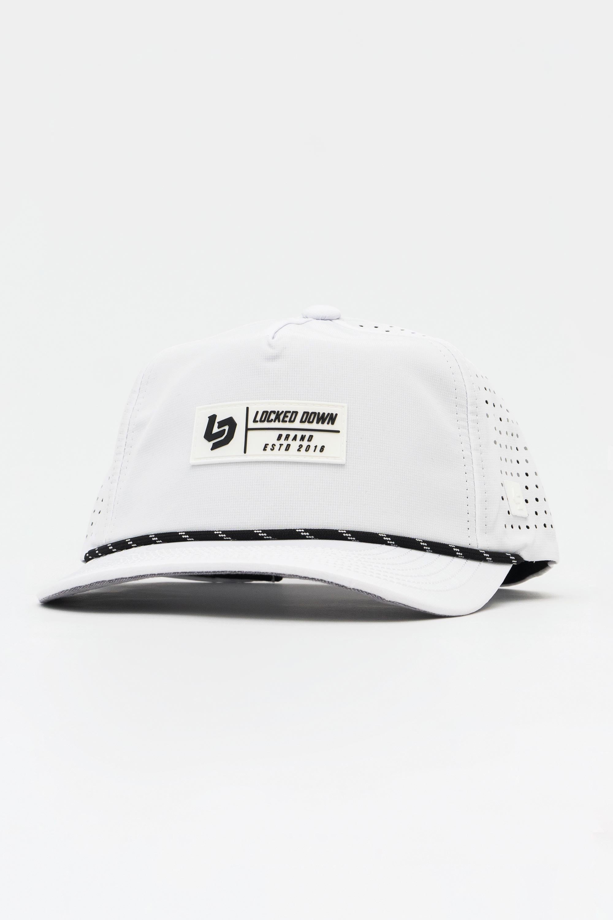 Locked Down Brands Premium Water Resistant TRAIL Block Snapback - White