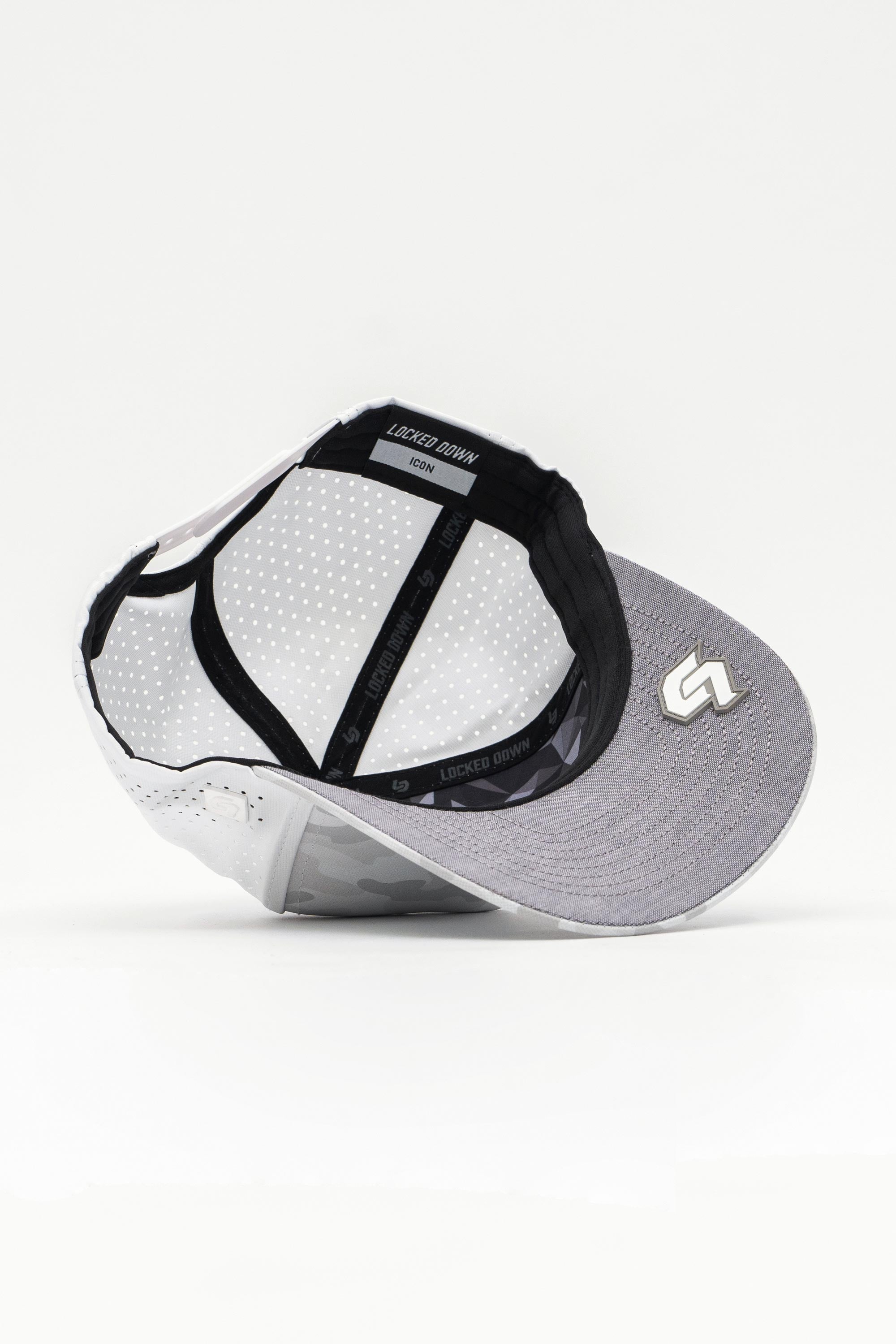 Locked Down Brands Premium Water Resistant ICON LD Snapback - Snow Camo