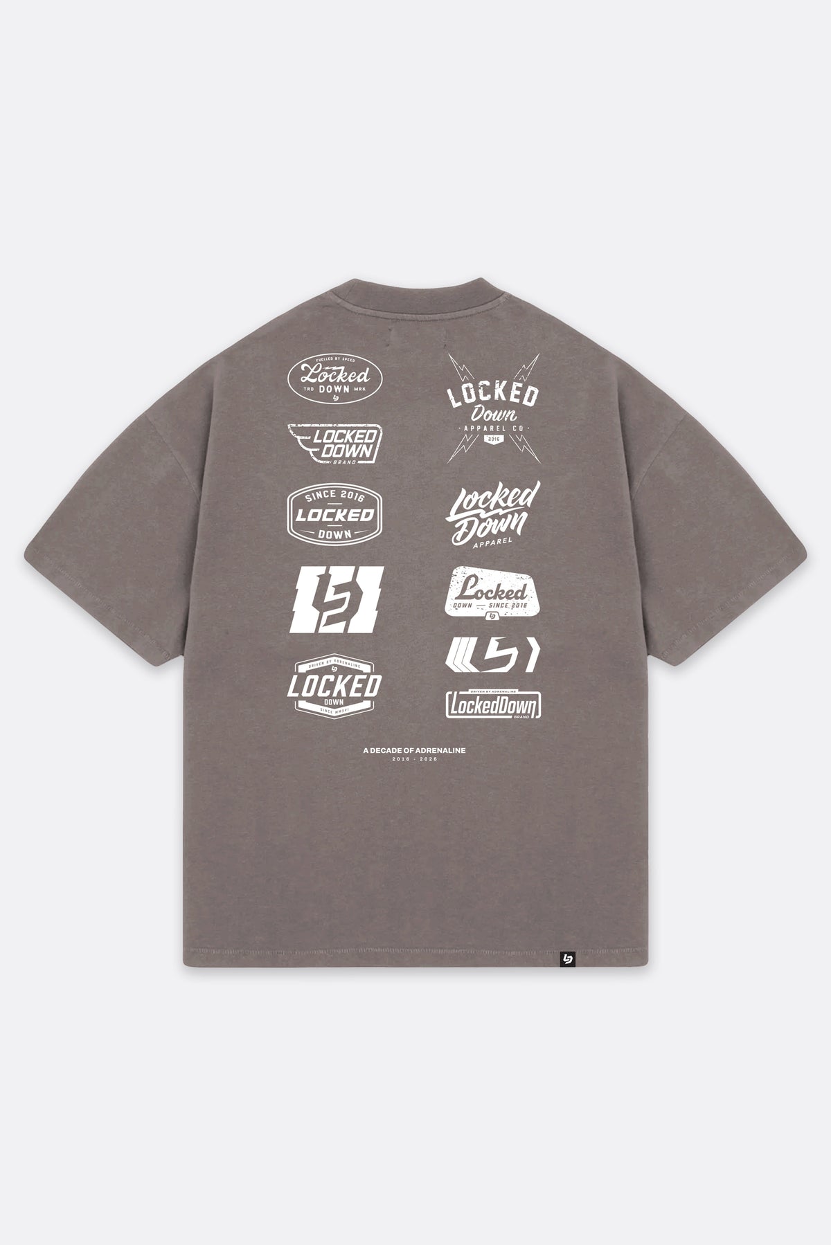 Locked Down Brands Premium Oversized 10 Years Tee - Cinder