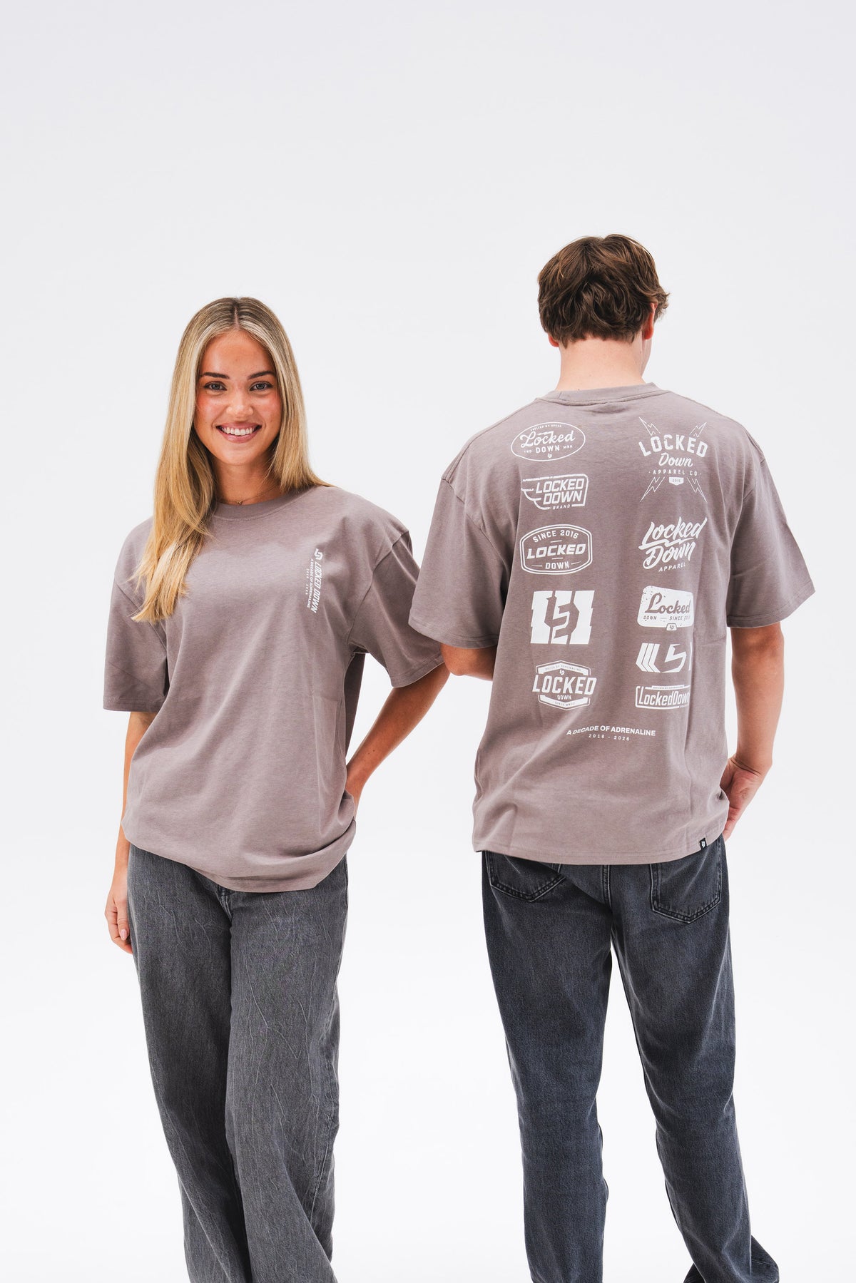 Locked Down Brands Premium Oversized 10 Years Tee - Cinder