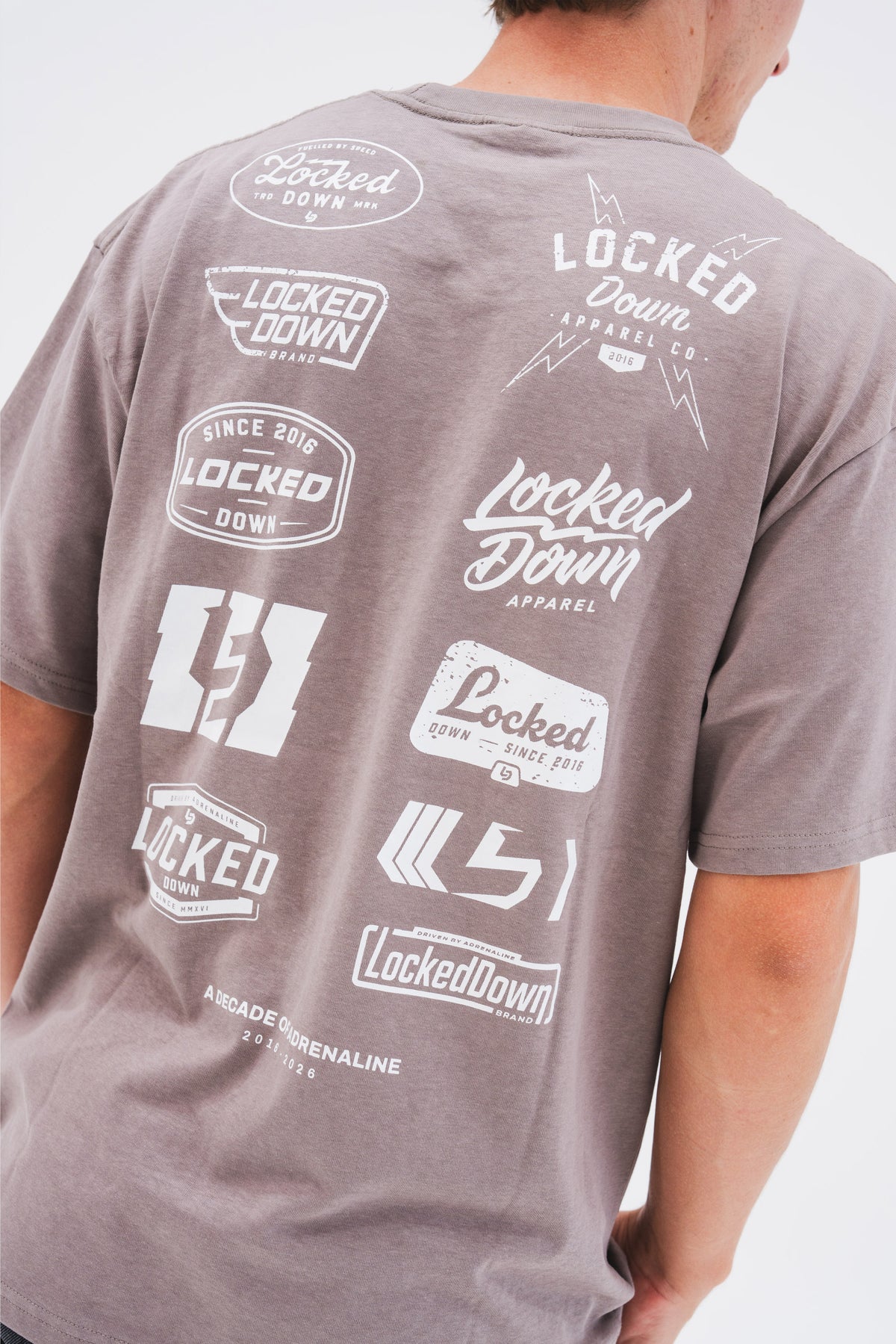 Locked Down Brands Premium Oversized 10 Years Tee - Cinder