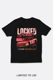 Locked Down Brands Premium Cotton  Locked Down Racing Season 1, Round 2 T-Shirt - Black | Front Render View