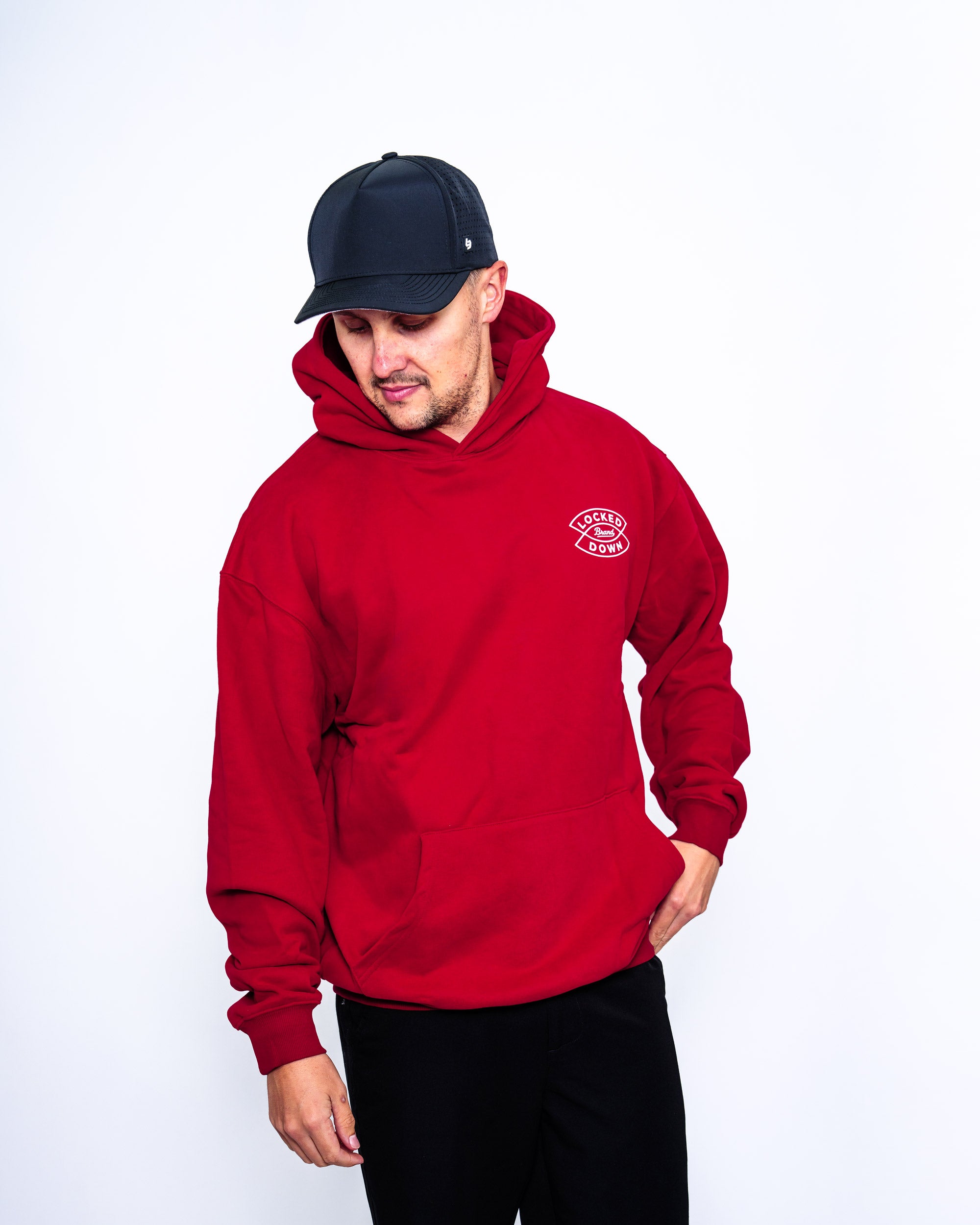 Locked Down Brands Premium Oversized Arrow Hoodie - Cherry