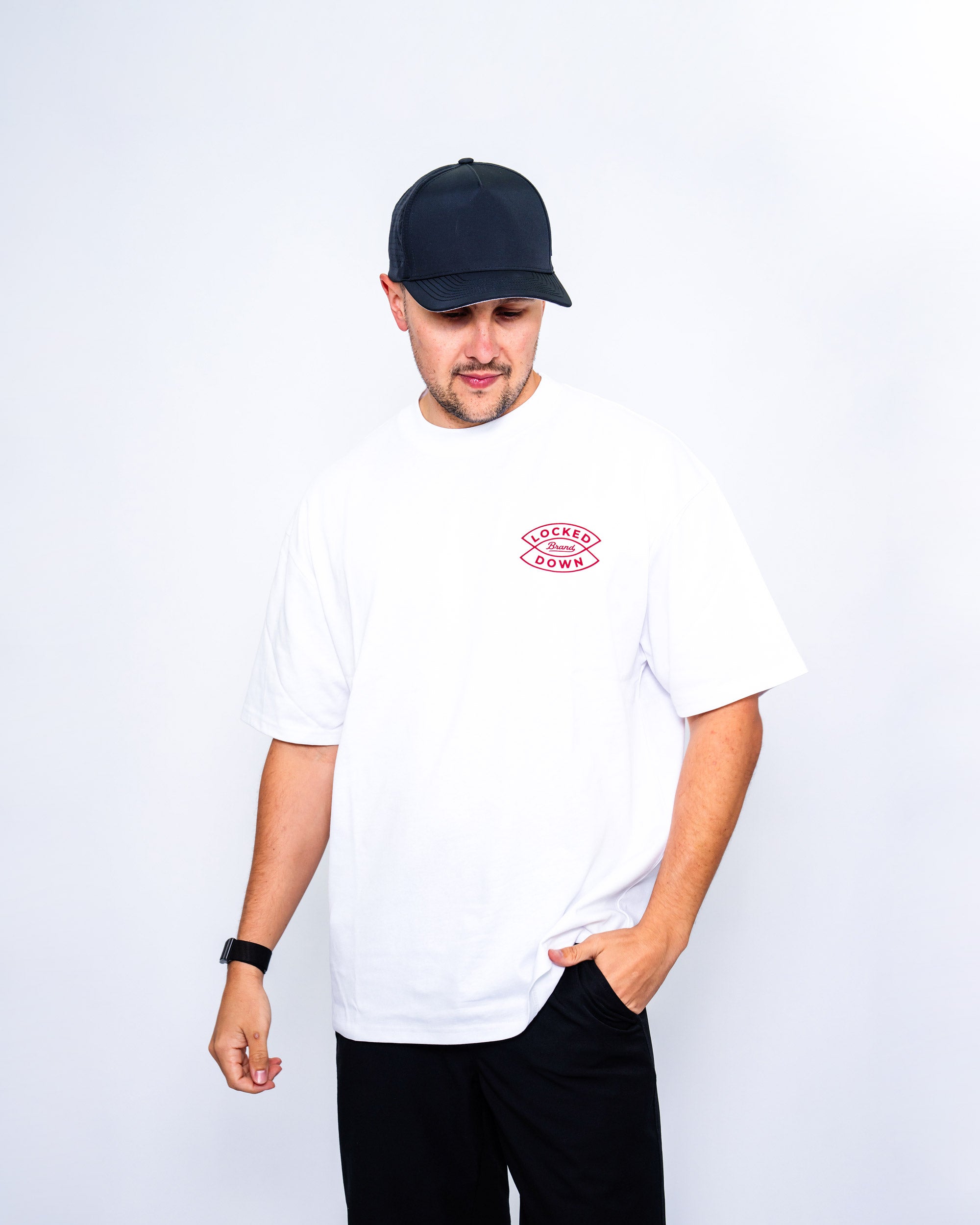 Locked Down Brands Premium Oversized Arrow Tee - White