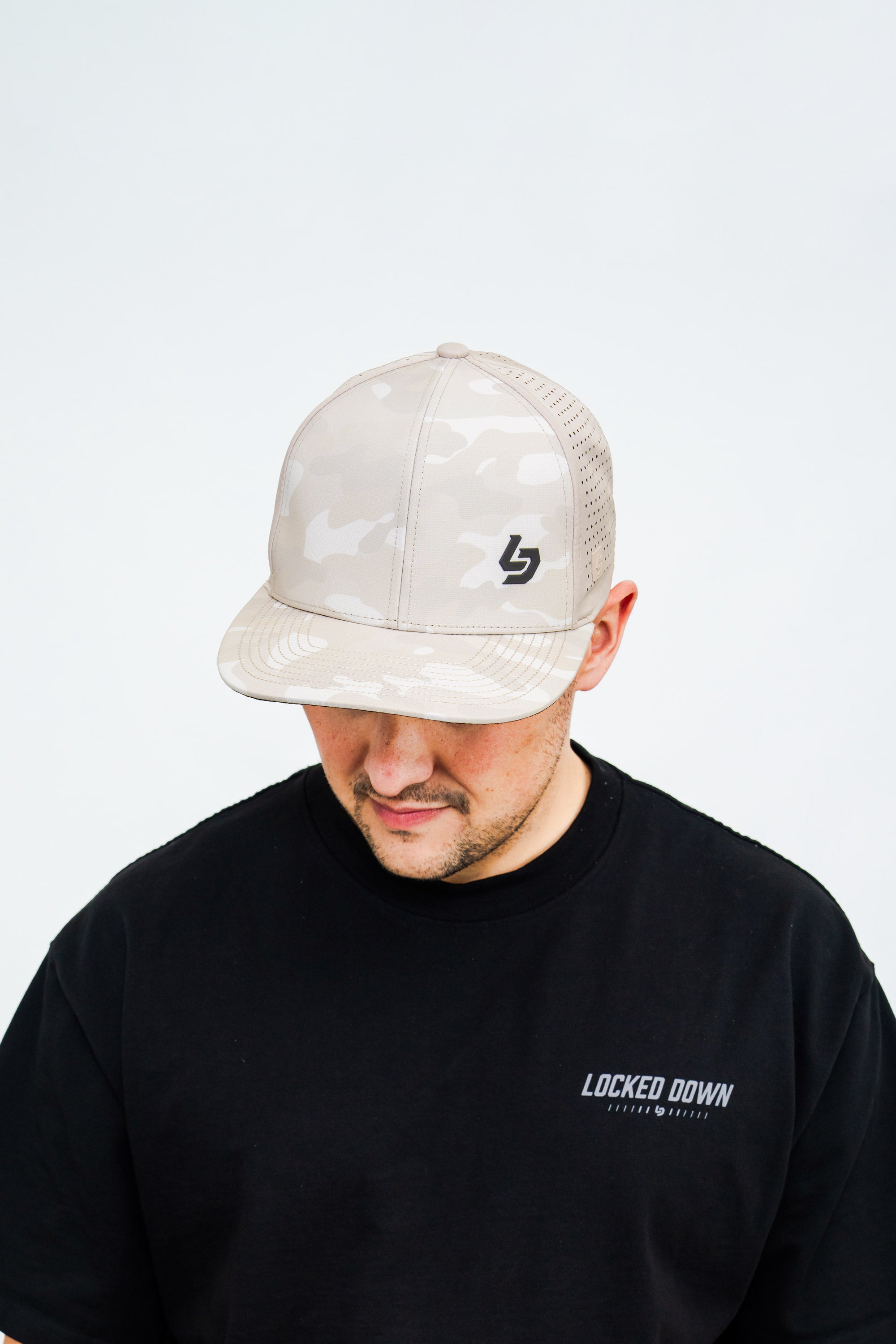 Locked Down Brands Premium Water Resistant BASE Brand Snapback - Desert Camo