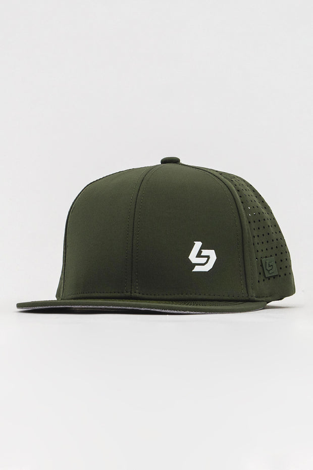 Locked Down Brands Premium Water Resistant BASE Brand Snapback - Olive