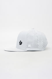 Locked Down Brands Premium Water Resistant BASE Brand Snapback - White | Side View