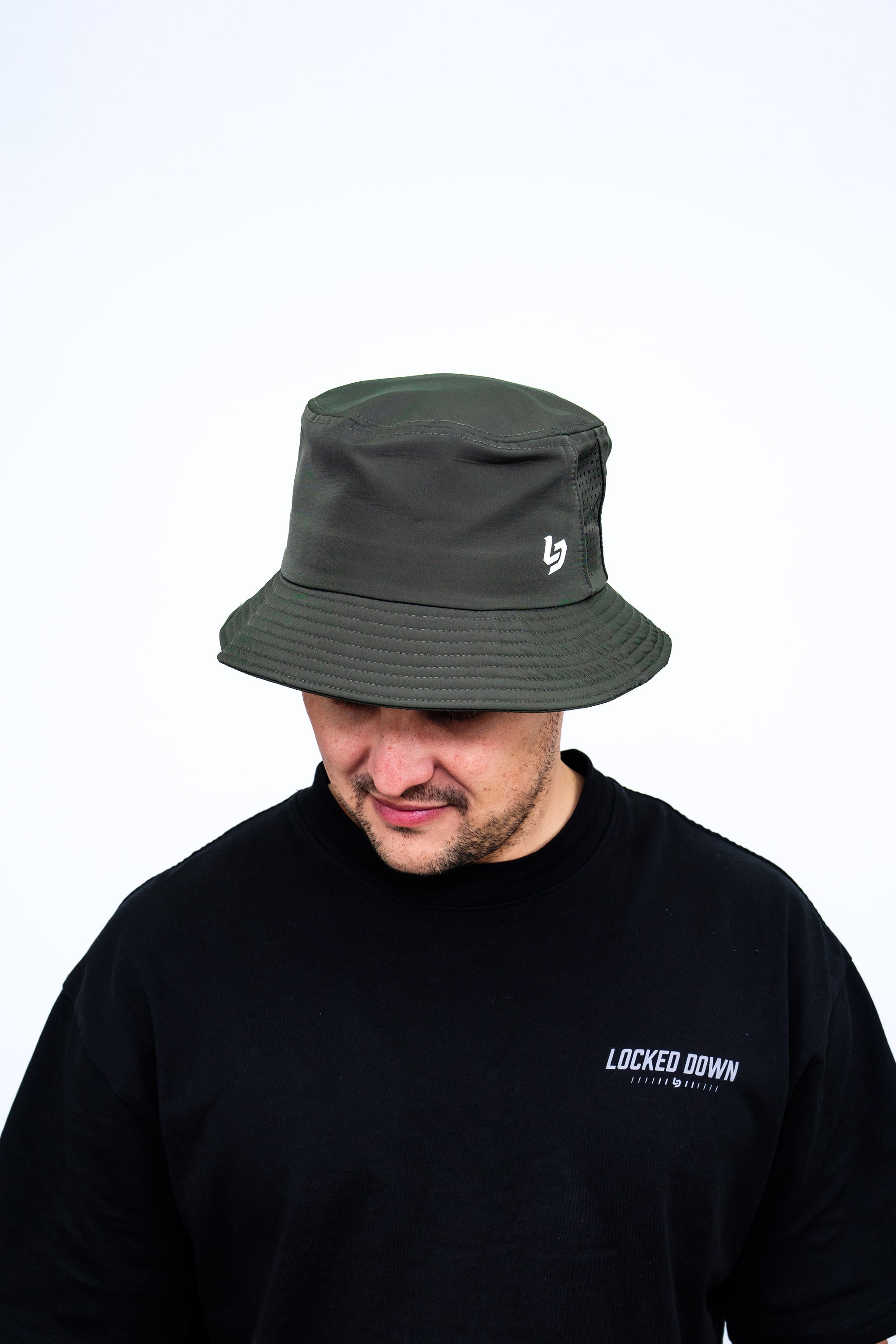 Locked Down Brands Premium Water Resistant Stamp BUCKET Hat - Olive