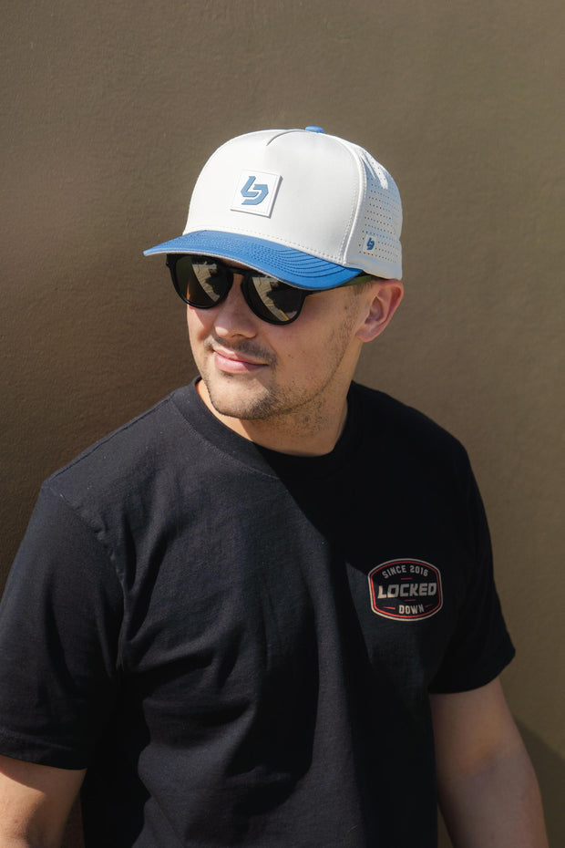 Locked Down Brands Premium Water Resistant ICON LD Snapback - Cream/Blue