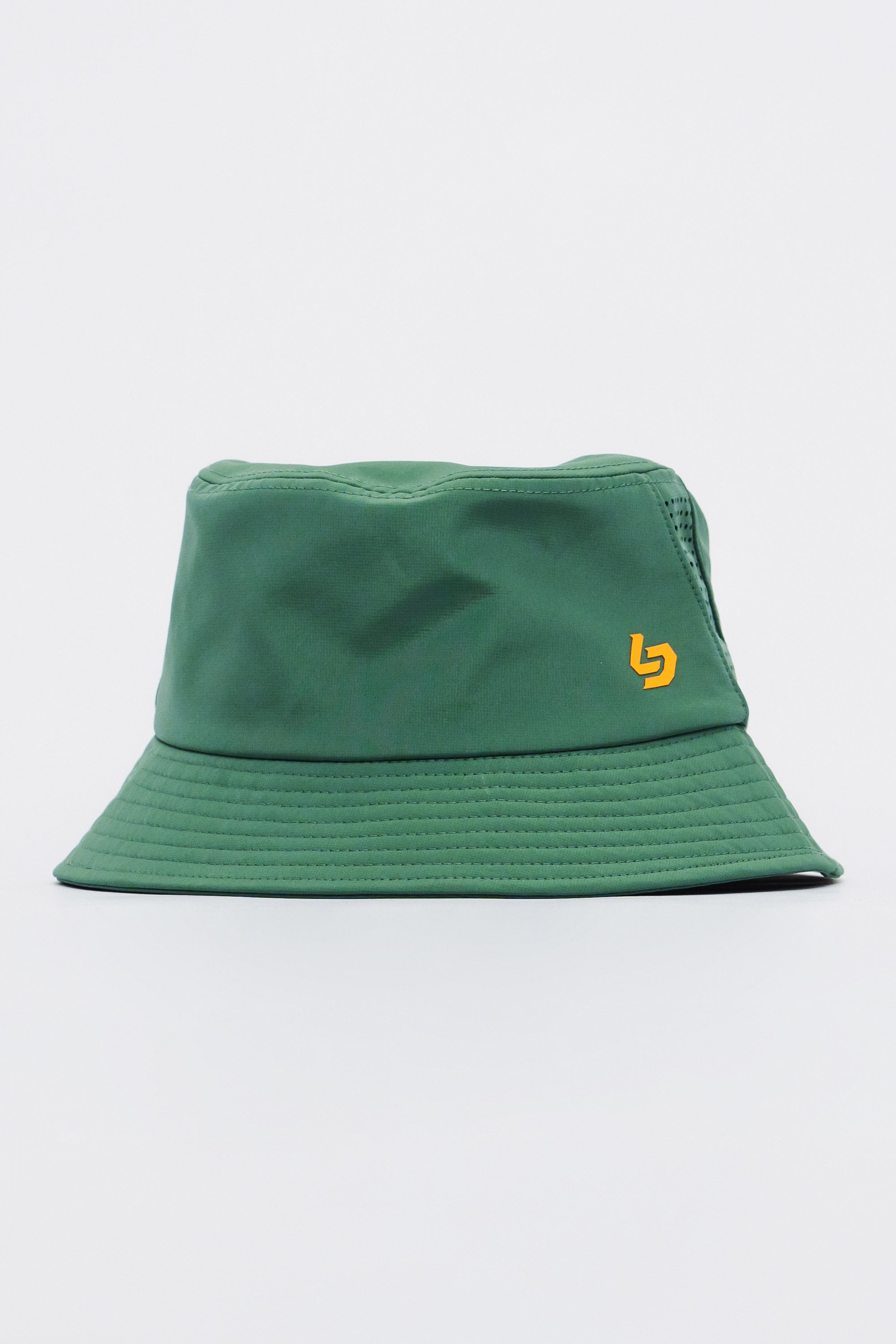 Locked Down Brands Premium Water Resistant Stamp Bucket Hat With Laser Holes - Green/Gold
