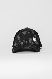 Locked Down Brands Premium Water Resistant CLASSIC Brand Snapback - Black Camo | Front View