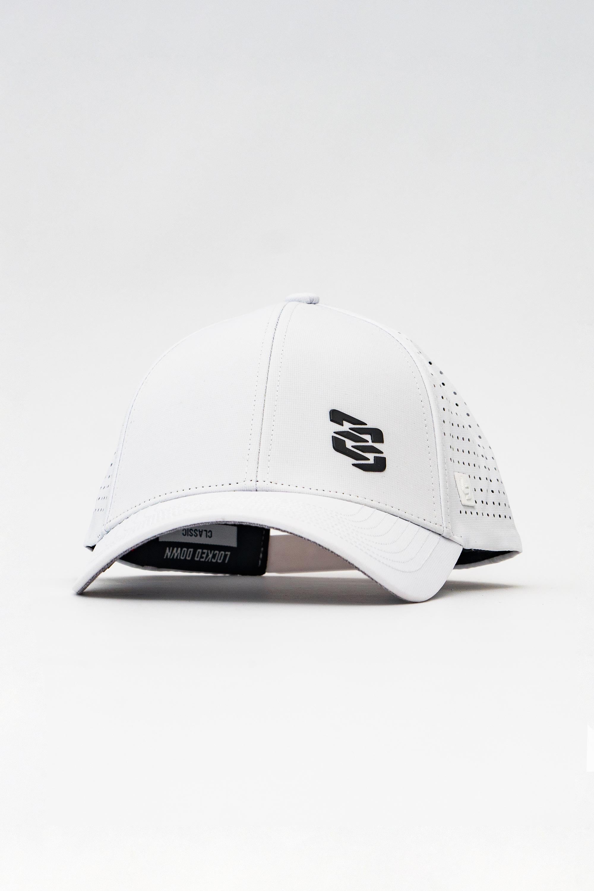 Locked Down Brands Premium Water Resistant CLASSIC Snapback in Collaboration with Earl Bamber Motorsport - White