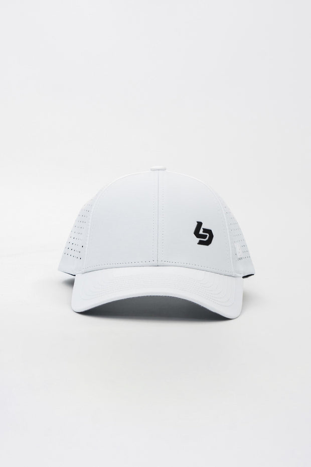 Locked Down Brands Premium Water Resistant CLASSIC Brand Snapback - White | Front View
