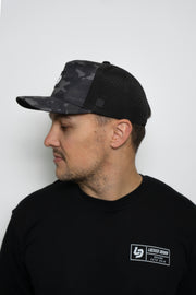 Locked Down Brands Premium Water Resistant ICON LD Snapback - Black Camo | Wearing View