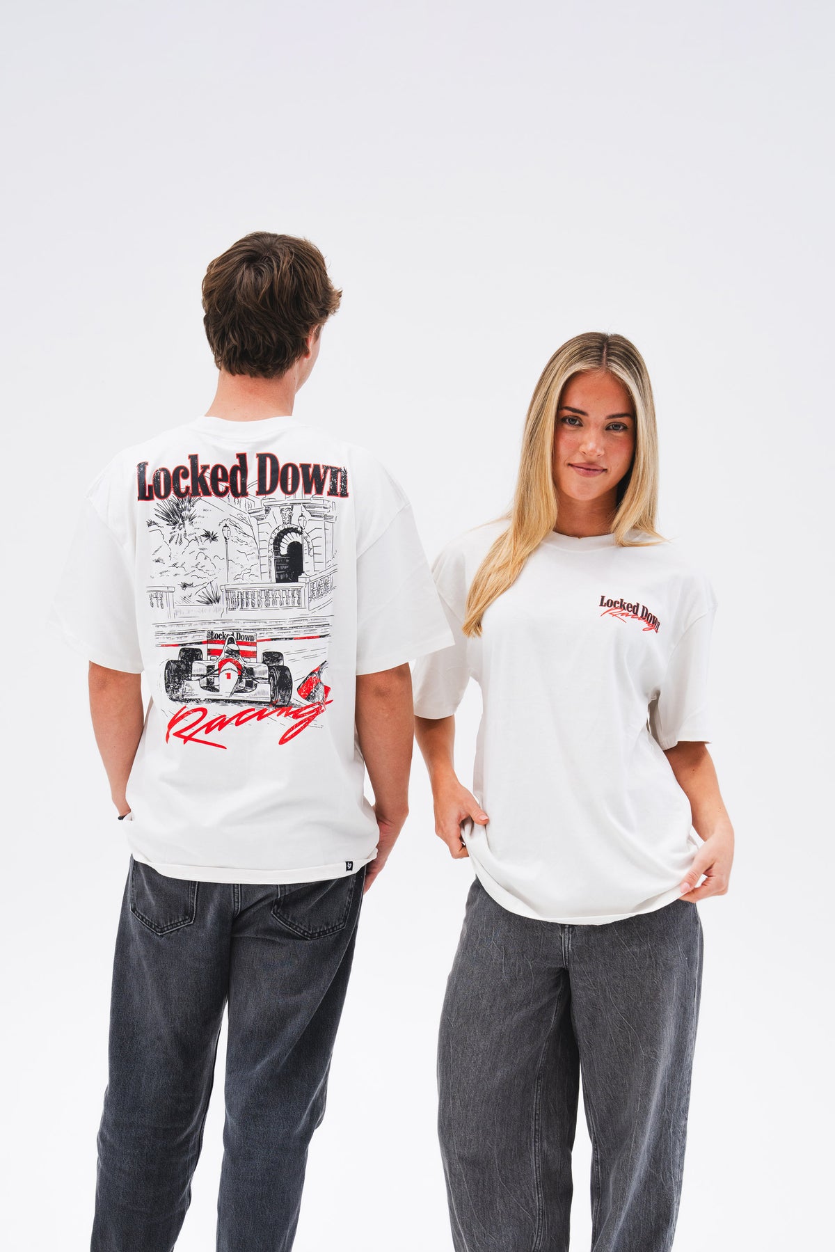 Locked Down Brands Premium Oversized Curb Tee - Cream