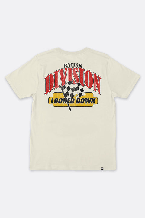 Locked Down Brands Premium Cotton Division T-Shirt - Off White | Back Render View