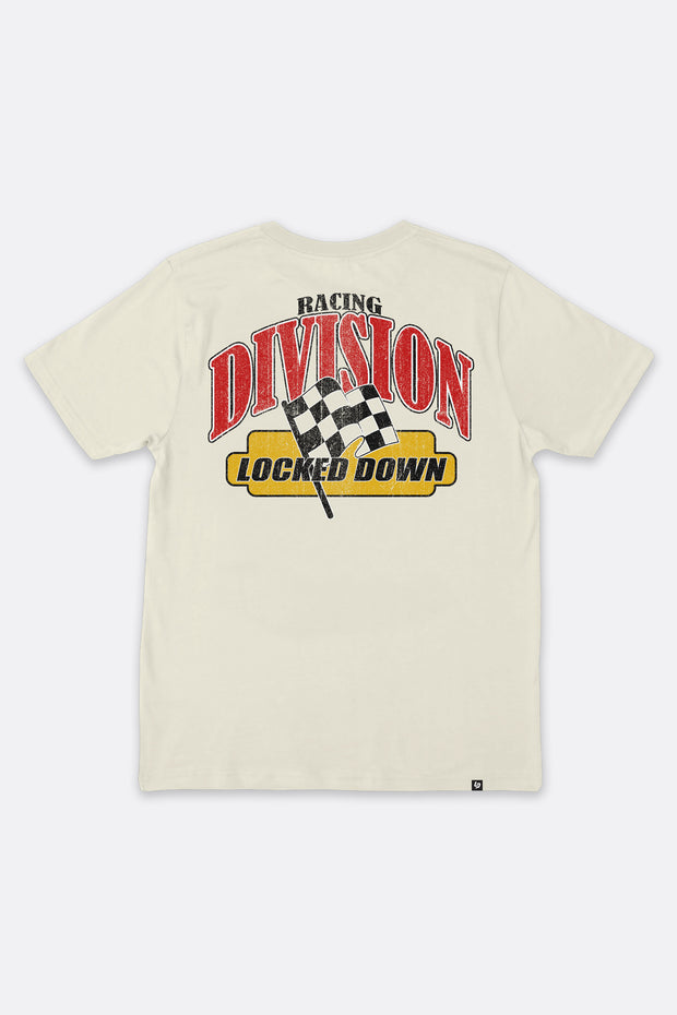 Locked Down Brands Premium Cotton Division T-Shirt - Off White | Back Render View
