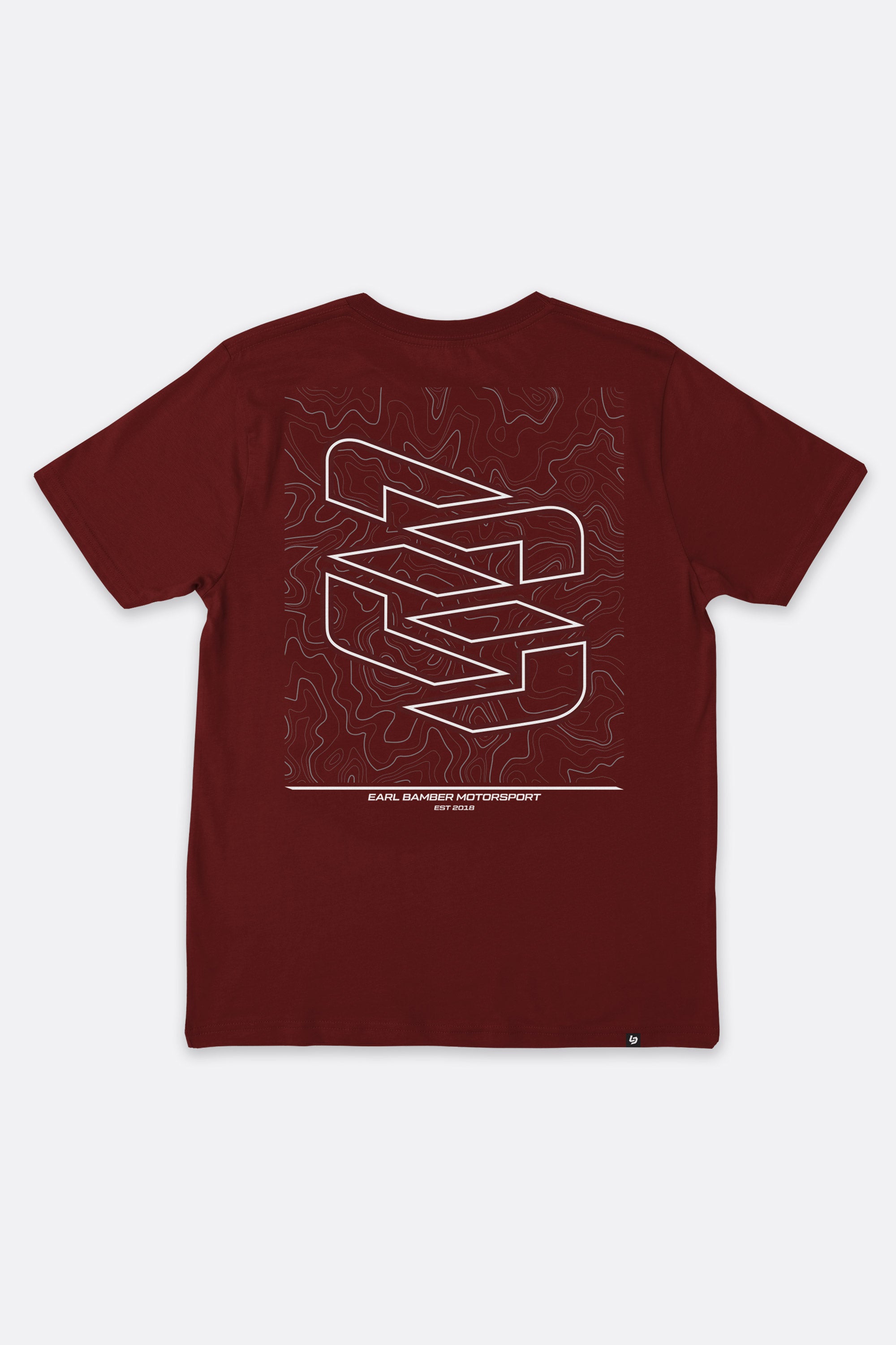 Locked Down Brands Premium Cotton Racing Division T-Shirt in Collaboration with Earl Bamber Motorsport - Maroon