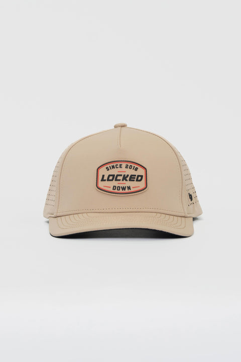 Locked Down Brands Premium Water Resistant Flex ICON Snapback - Sand | Front View