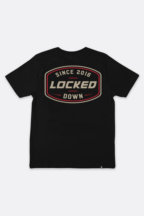 Locked Down Brands Premium Cotton Flex T-Shirt - Black | Back Render View