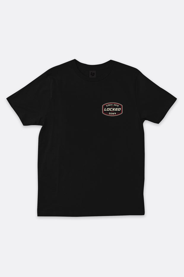 Locked Down Brands Premium Cotton Flex T-Shirt - Black | Front Render View